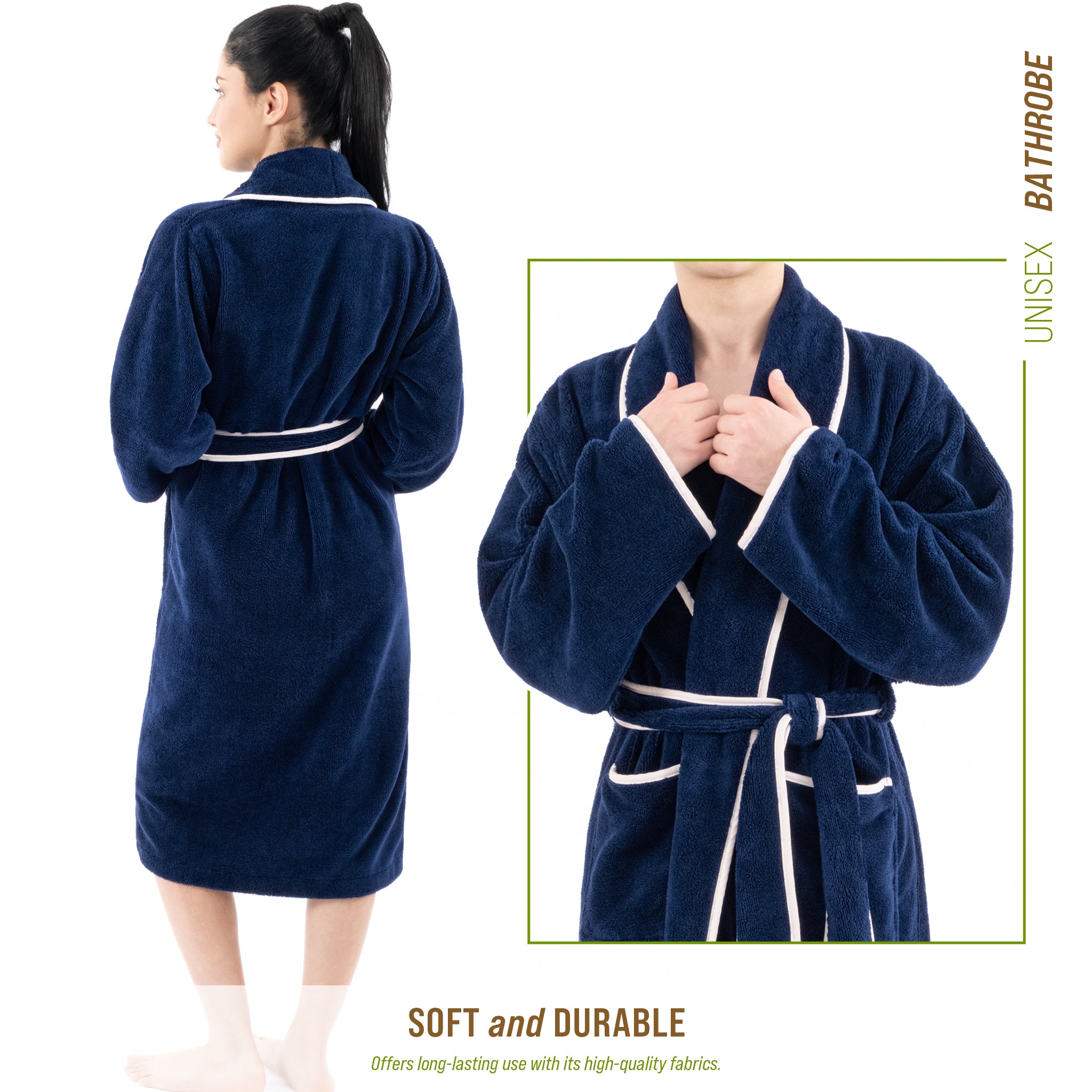 American Soft Linen Triga - Bamboo Robes for Women and Men, Unisex Plush Spa Lounging Bathrobe, 1 Piece Cozy Robe for Couples After Shower