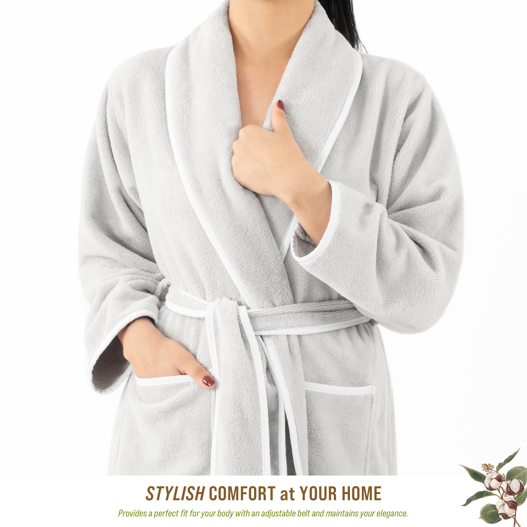 American Soft Linen Triga - Bamboo Robes for Women and Men, Unisex Plush Spa Lounging Bathrobe, 1 Piece Cozy Robe for Couples After Shower