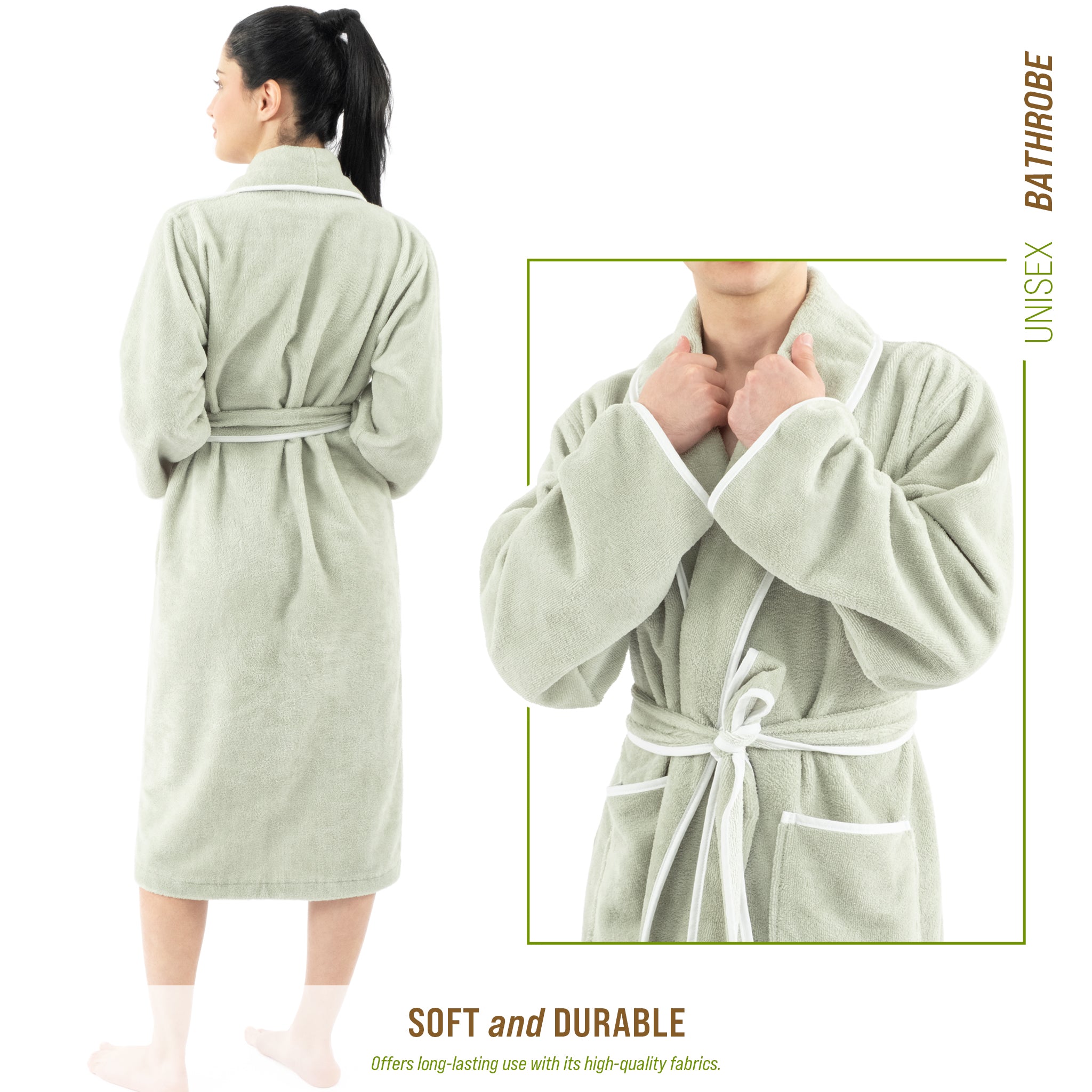 American Soft Linen Triga - Bamboo Robes for Women and Men, Unisex Plush Spa Lounging Bathrobe, 1 Piece Cozy Robe for Couples After Shower