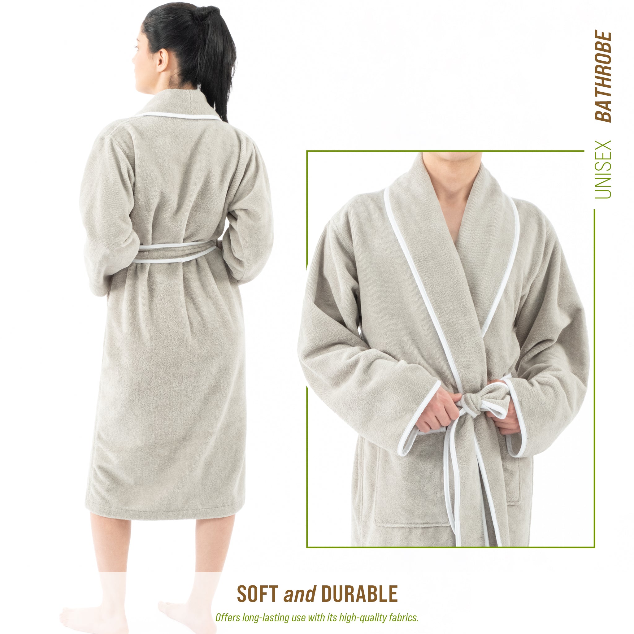 American Soft Linen Triga - Bamboo Robes for Women and Men, Unisex Plush Spa Lounging Bathrobe, 1 Piece Cozy Robe for Couples After Shower