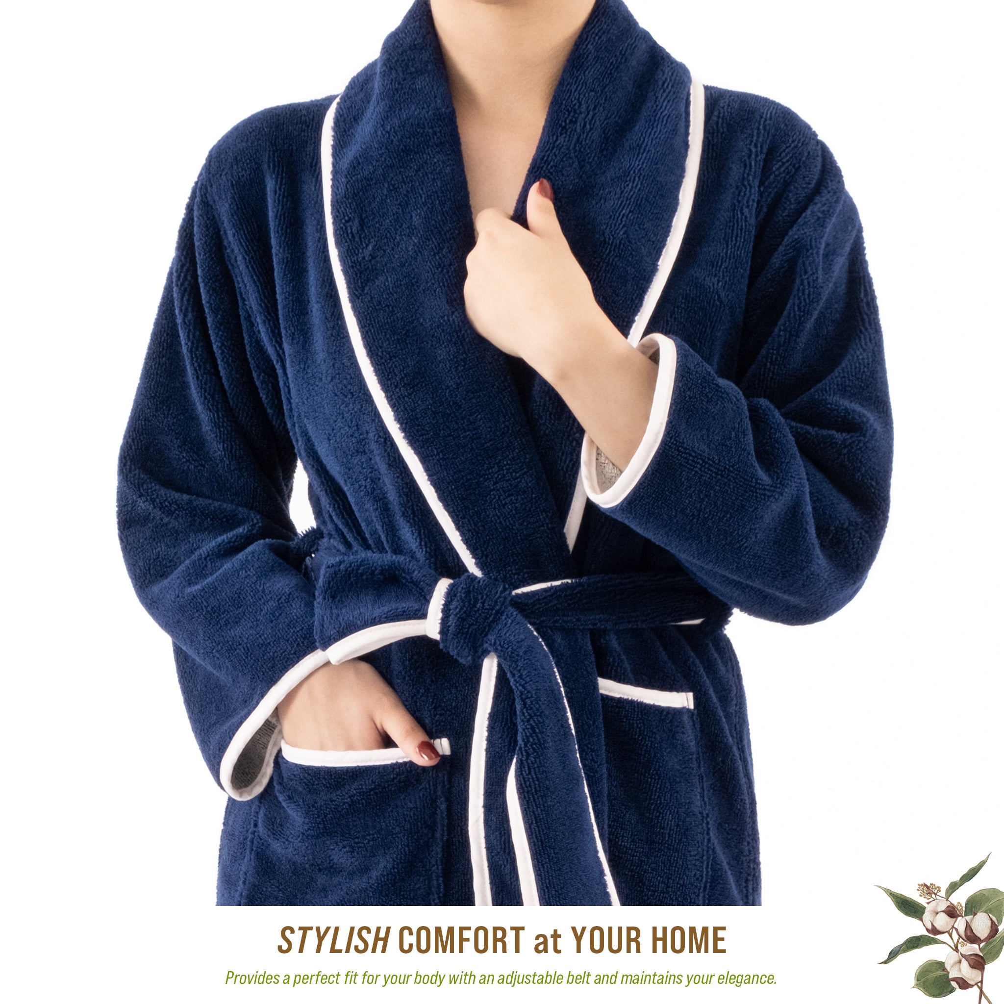 American Soft Linen Triga - Bamboo Robes for Women and Men, Unisex Plush Spa Lounging Bathrobe, 1 Piece Cozy Robe for Couples After Shower