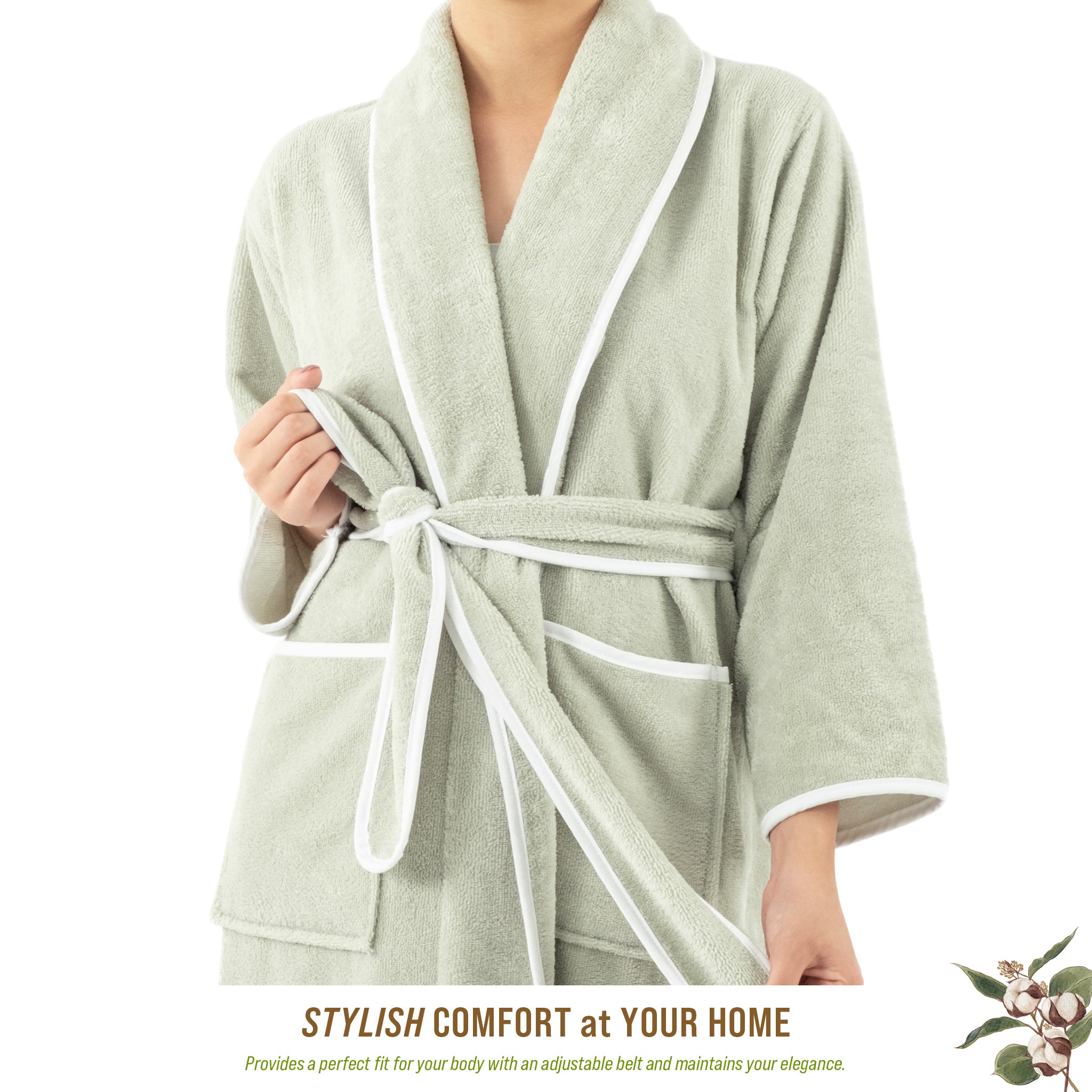 American Soft Linen Triga - Bamboo Robes for Women and Men, Unisex Plush Spa Lounging Bathrobe, 1 Piece Cozy Robe for Couples After Shower