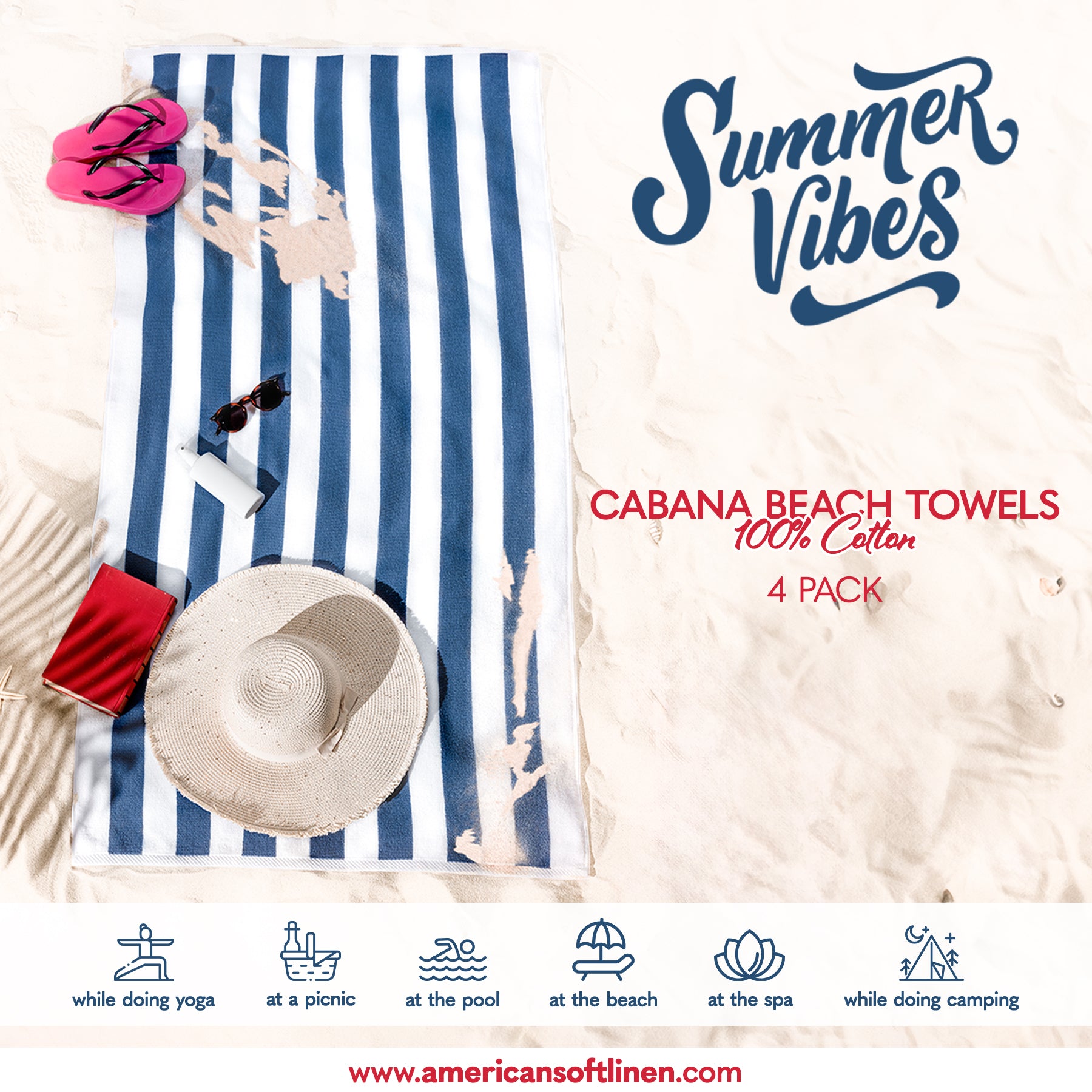 Cabana Beach Towels 100% Cotton Turkish Towels
