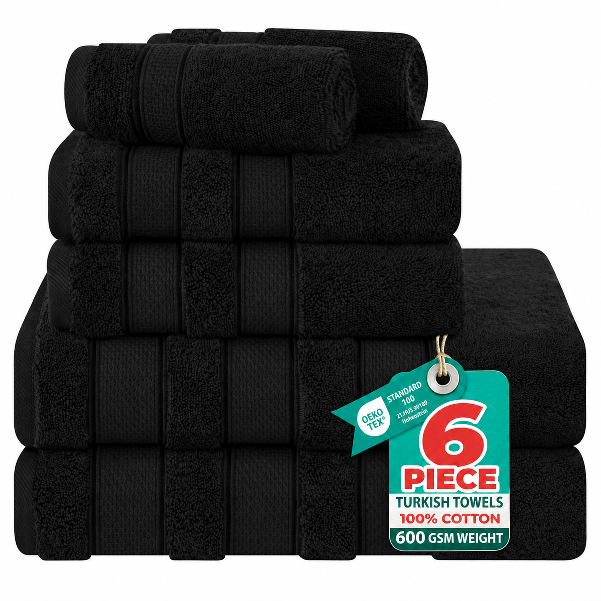 Salem 6 Piece 100% Cotton Luxury Turkish Bath Towel Set