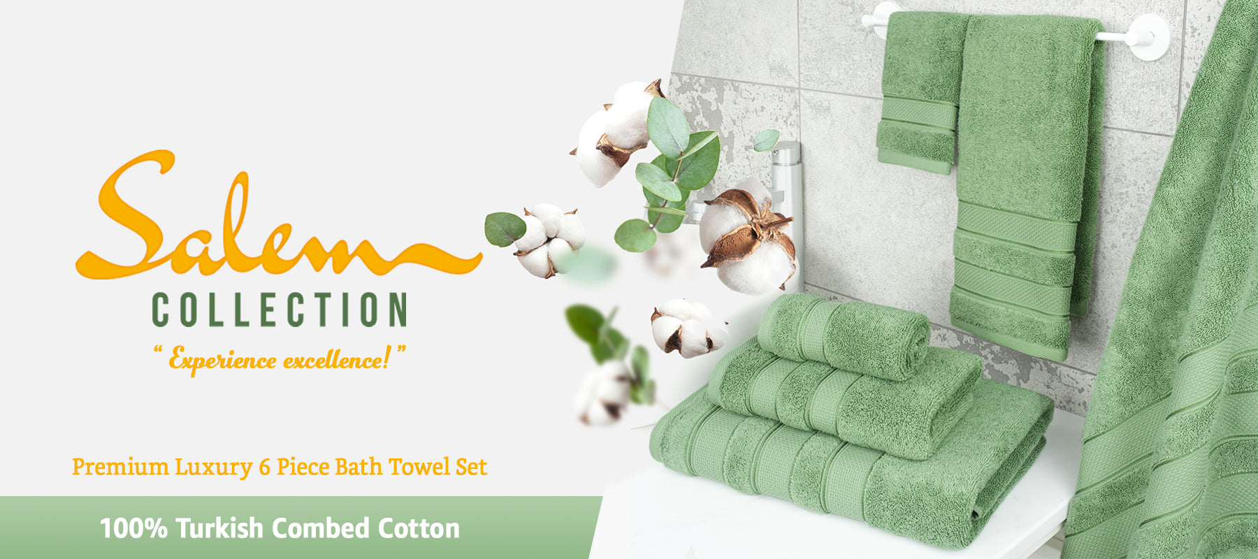 Salem 6 Piece 100% Turkish Combed Cotton Luxury Bath Towel Set - American Soft Linen