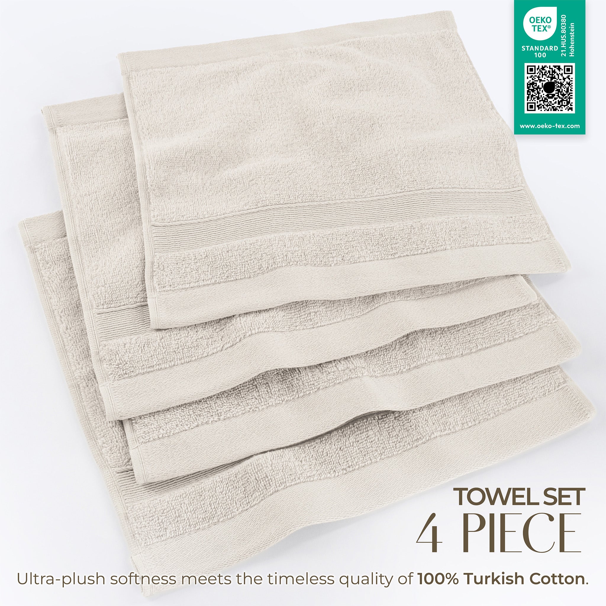 SIENA 4-Piece Turkish Cotton Luxury Washcloths Set – 700 GSM