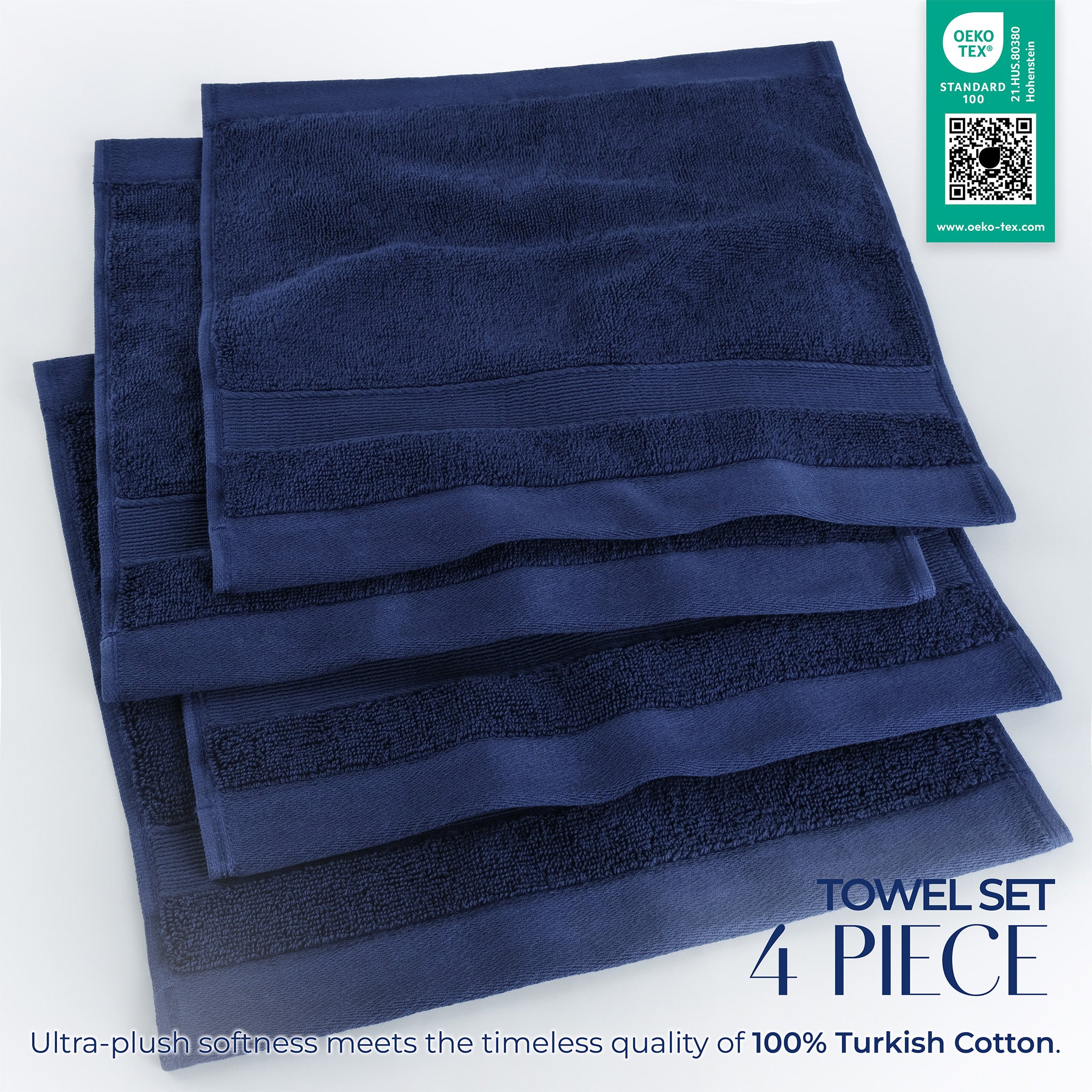 SIENA 4-Piece Turkish Cotton Luxury Washcloths Set – 700 GSM