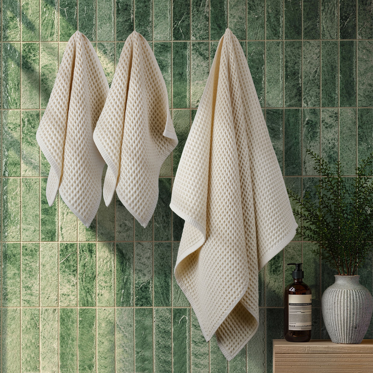 American Soft Linen 100% Cotton Waffle 3 Piece Turkish Towels Set