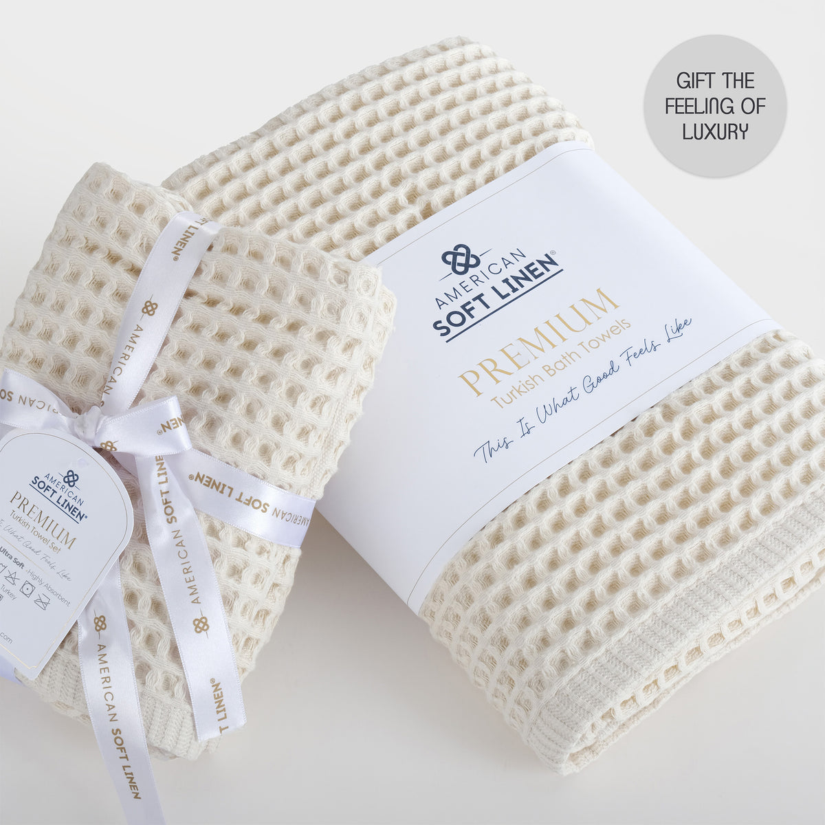 American Soft Linen 100% Cotton Waffle 3 Piece Turkish Towels Set