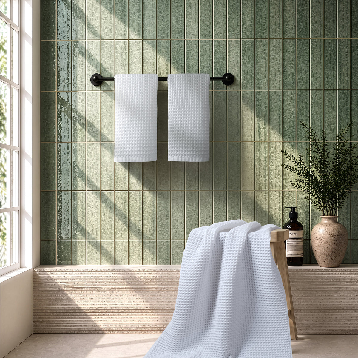 American Soft Linen 100% Cotton Waffle 3 Piece Turkish Towels Set