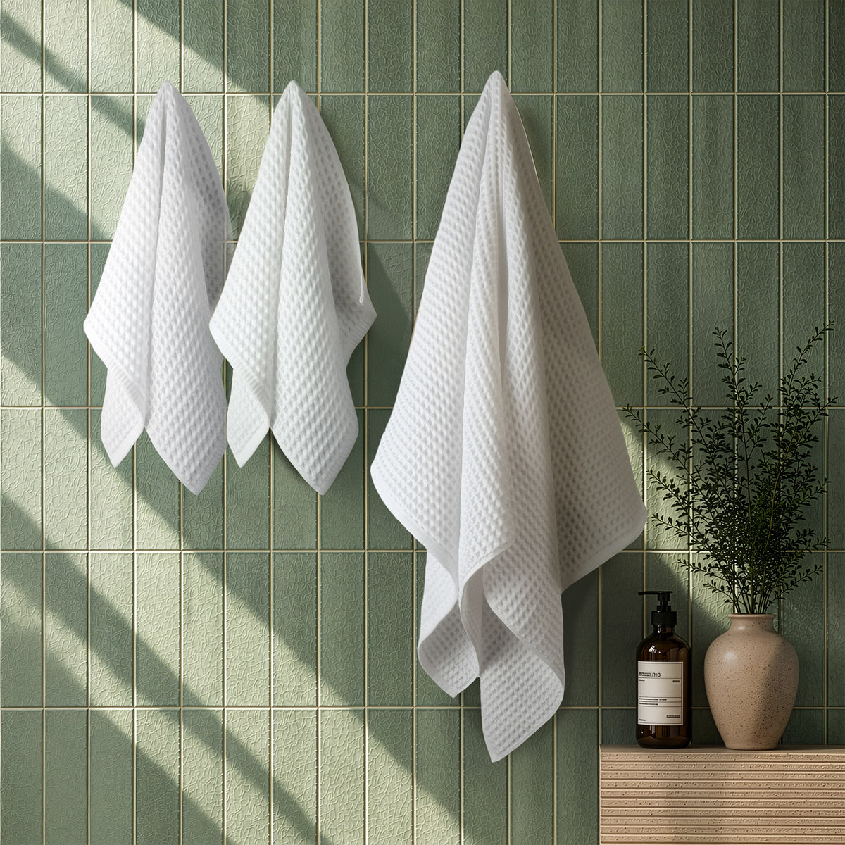 American Soft Linen 100% Cotton Waffle 3 Piece Turkish Towels Set
