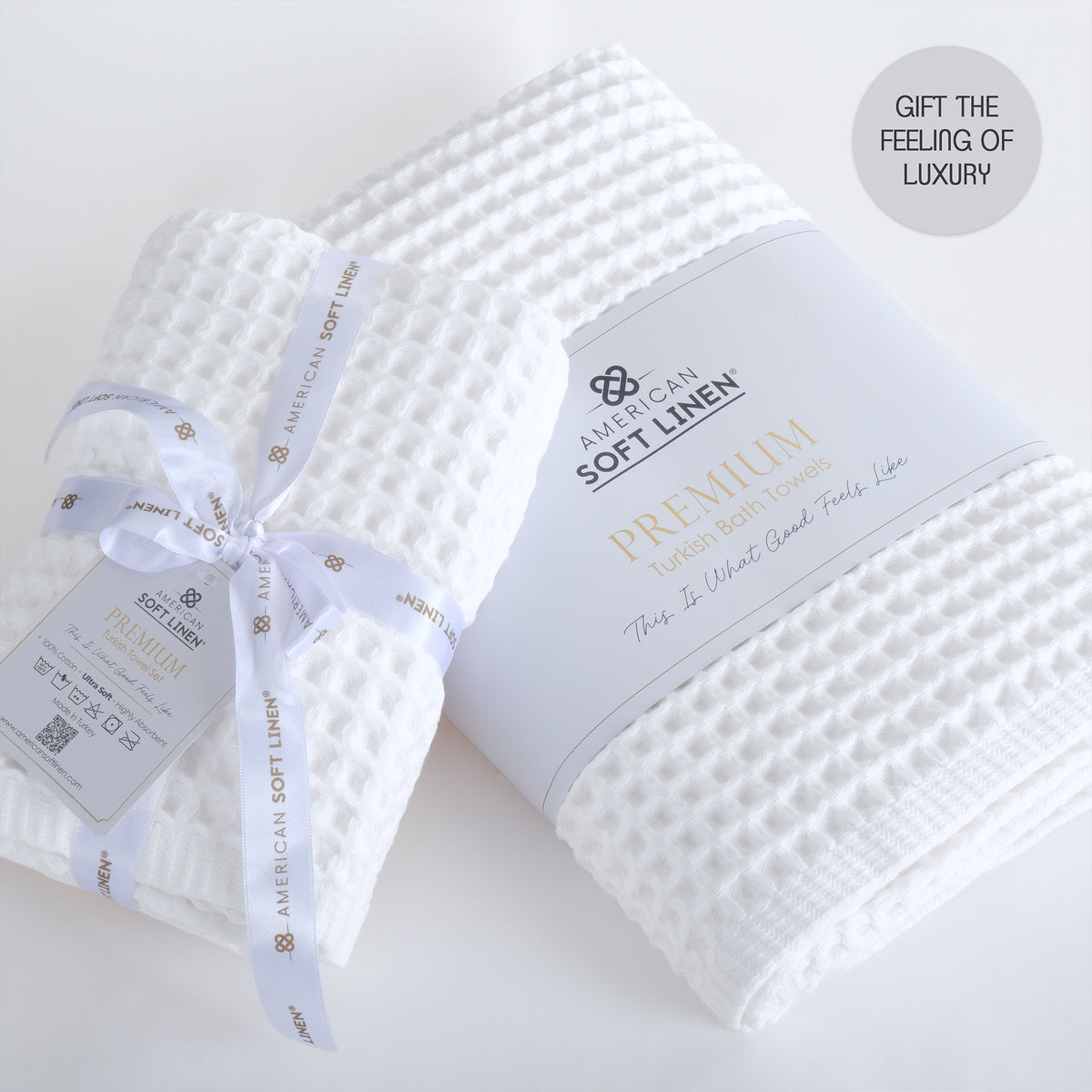 American Soft Linen 100% Cotton Waffle 3 Piece Turkish Towels Set