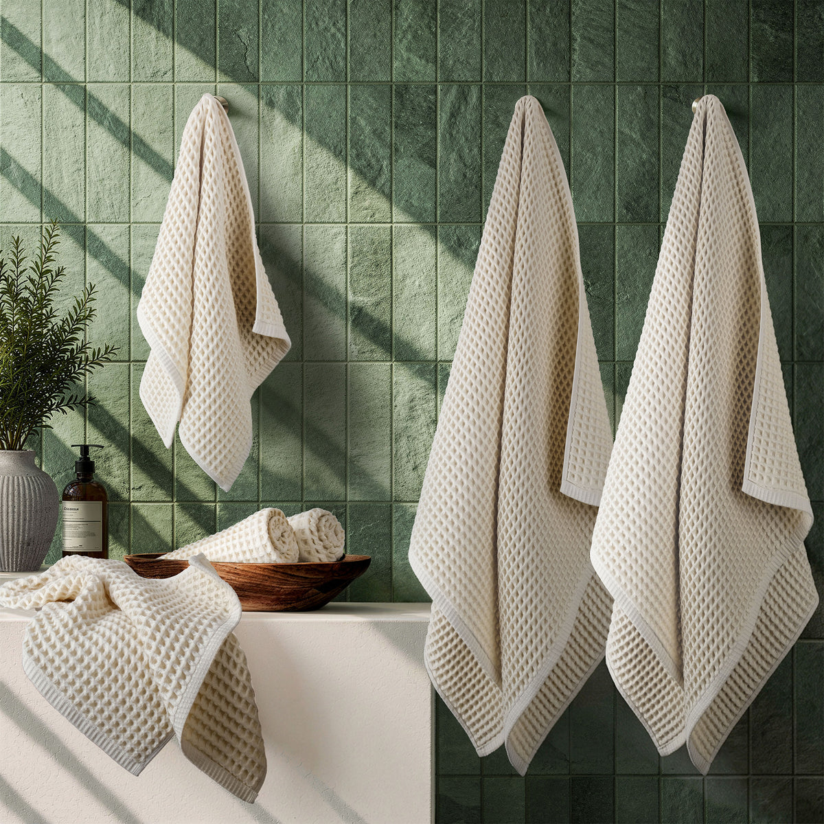 American Soft Linen 100% Cotton Waffle 6 Piece Turkish Towels Set