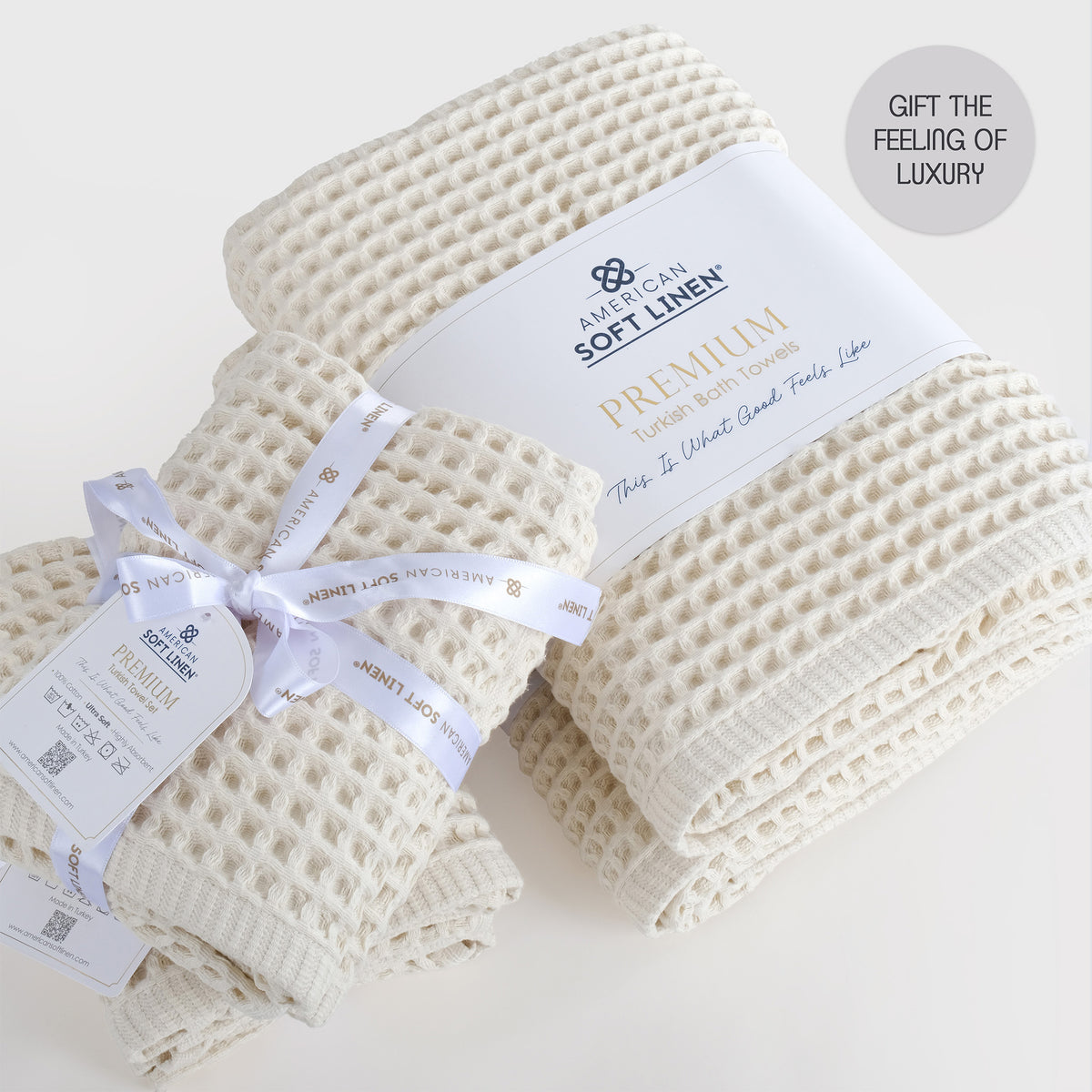 American Soft Linen 100% Cotton Waffle 6 Piece Turkish Towels Set