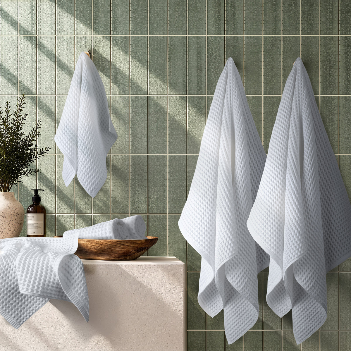 American Soft Linen 100% Cotton Waffle 6 Piece Turkish Towels Set
