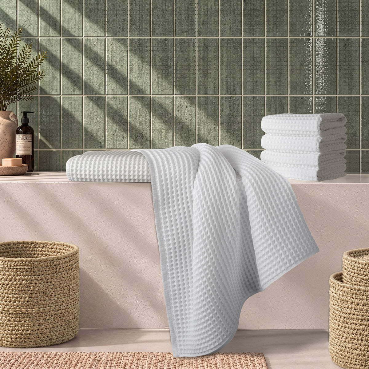 American Soft Linen 100% Cotton Waffle 6 Piece Turkish Towels Set