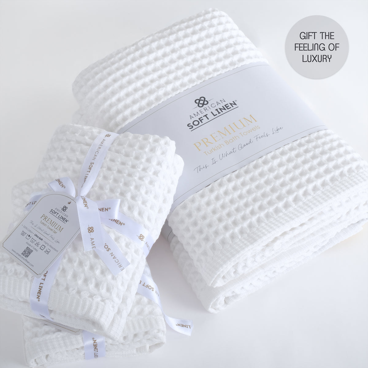 American Soft Linen 100% Cotton Waffle 6 Piece Turkish Towels Set