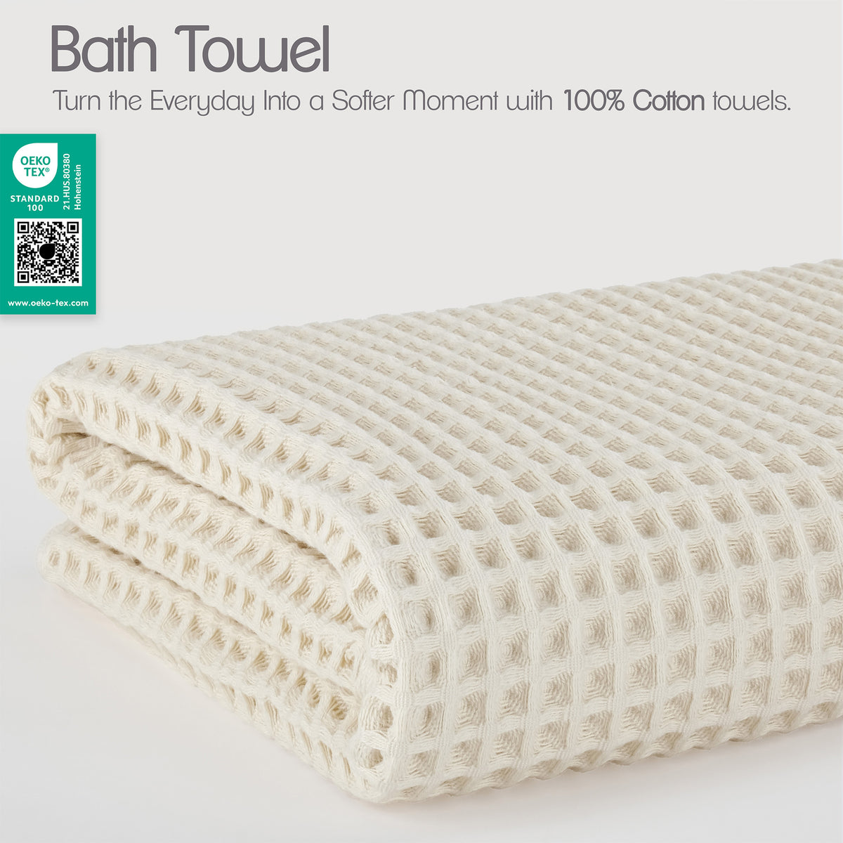 American Soft Linen 100% Cotton Waffle Bath Towel - Beige 3