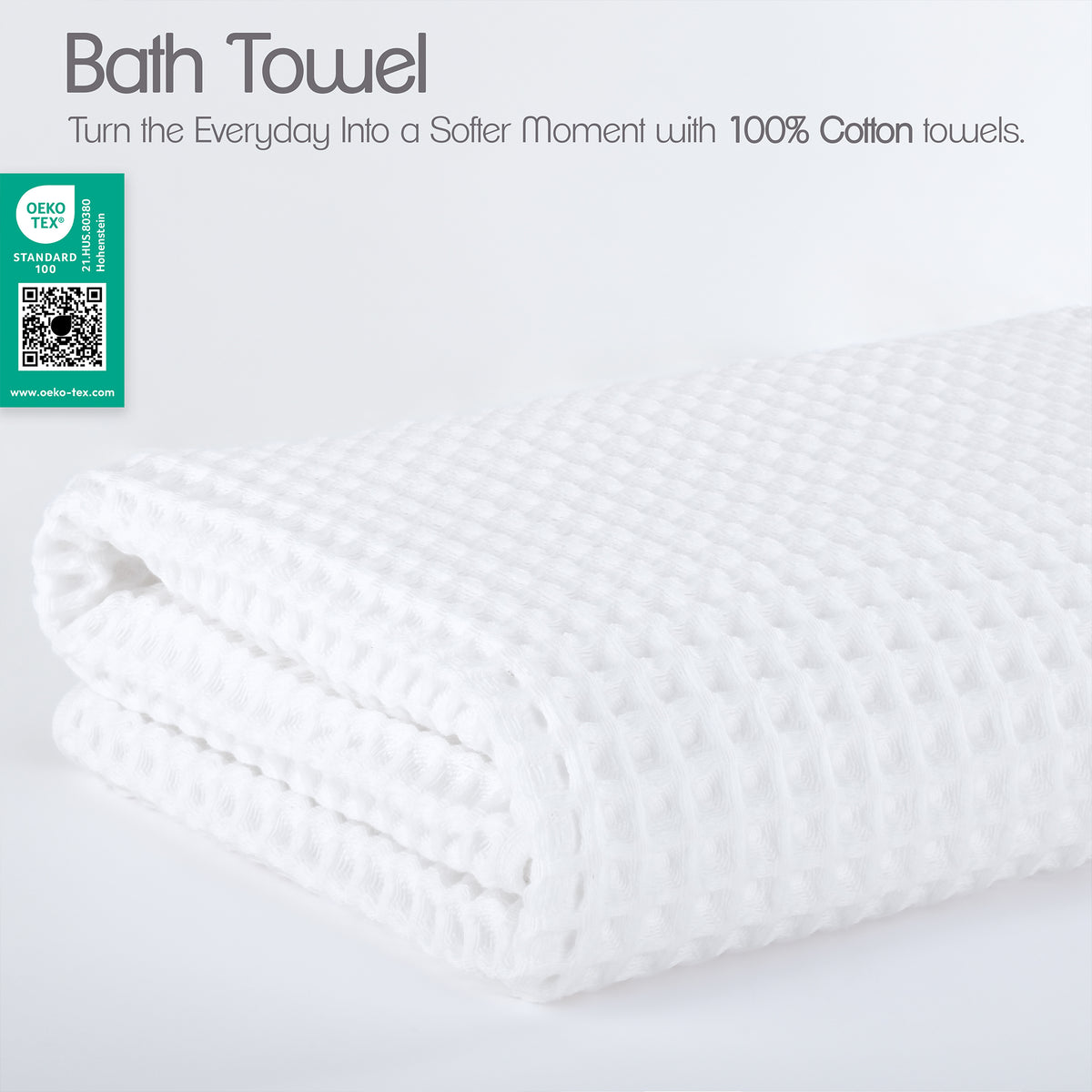 American Soft Linen 100% Cotton Waffle Bath Towel - White 3