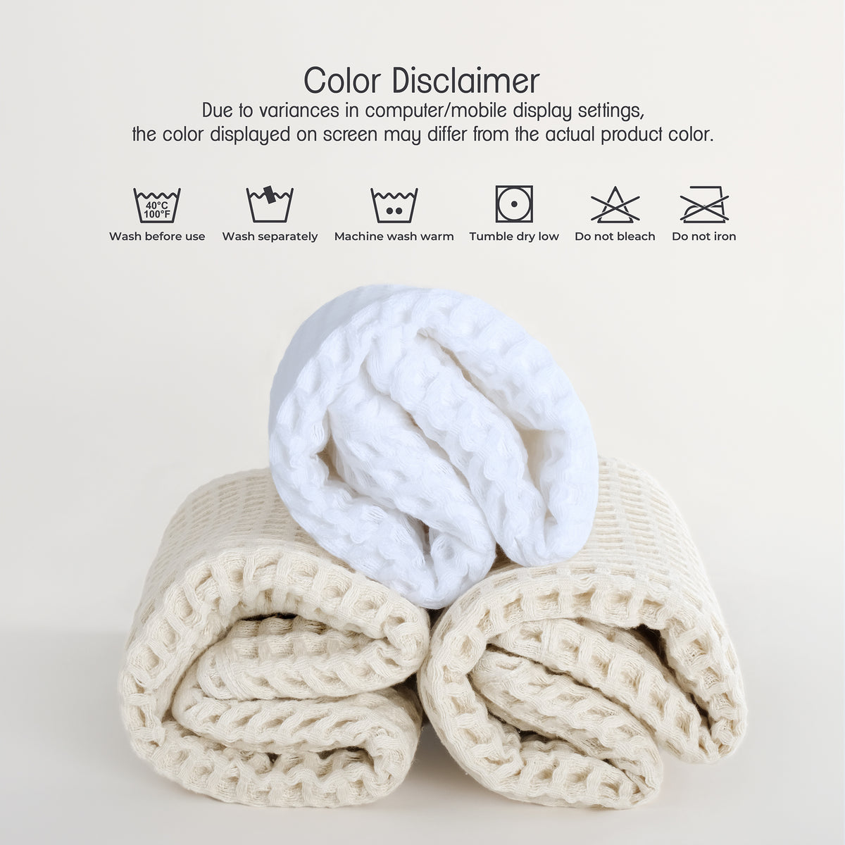 American Soft Linen 100% Cotton Waffle Bath Towels 2 Pack - White 9