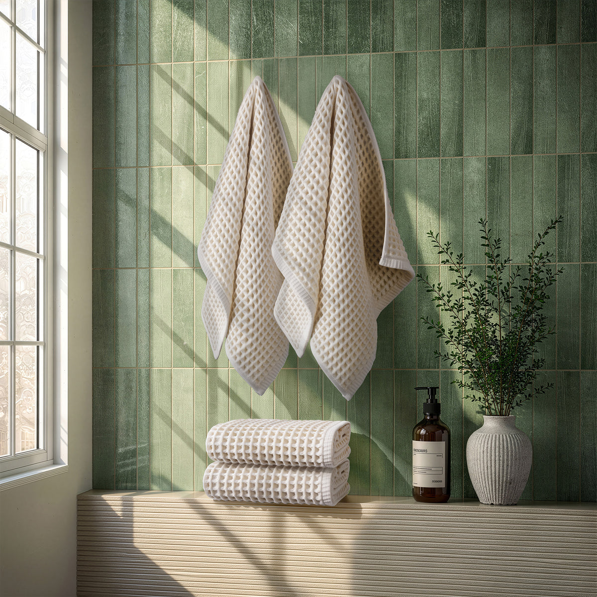 American Soft Linen 100% Cotton Waffle Hand Towels 4 Pack