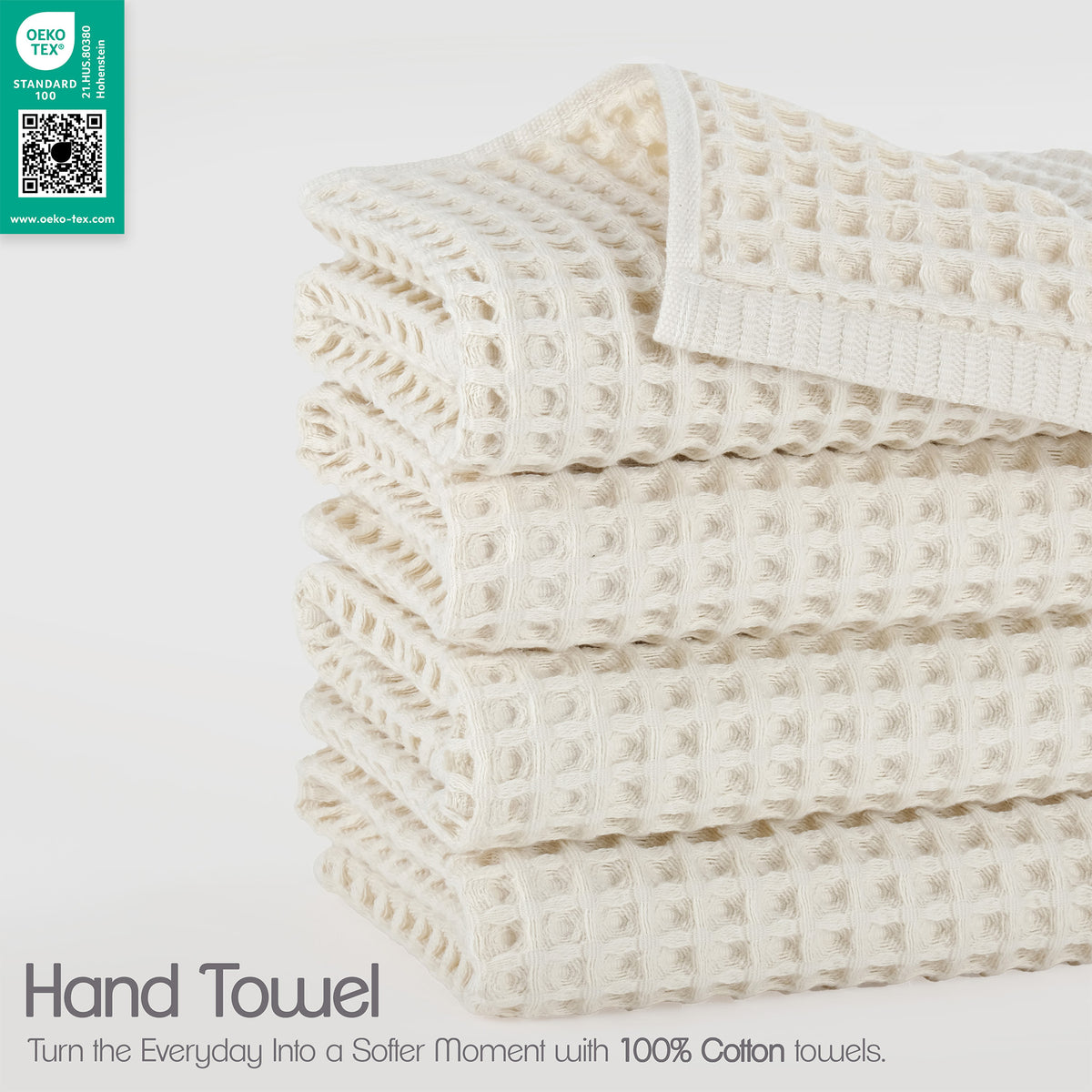 American Soft Linen 100% Cotton Waffle Hand Towels 4 Pack