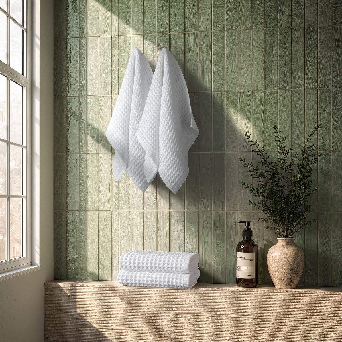 American Soft Linen 100% Cotton Waffle Hand Towels 4 Pack