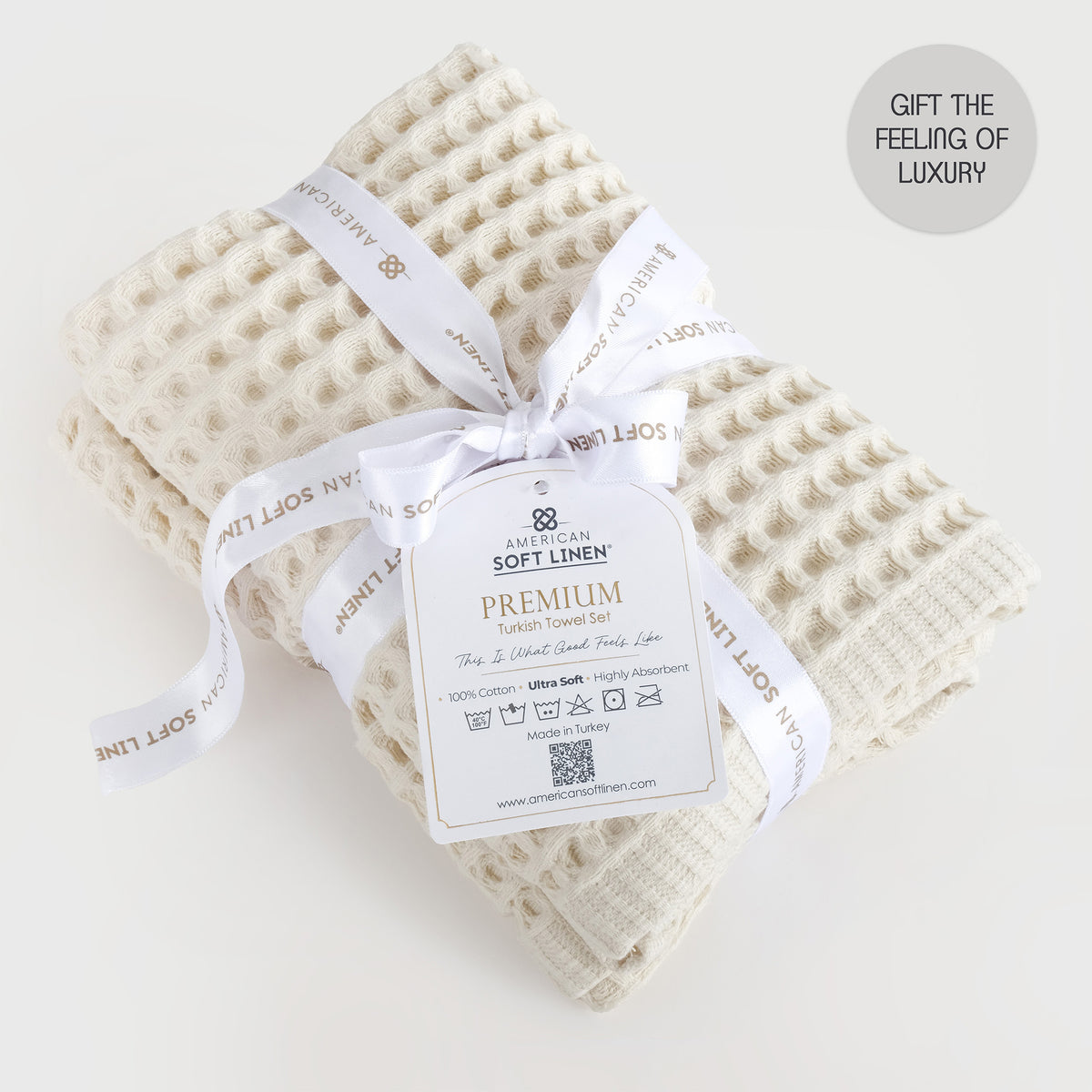 American Soft Linen 100% Cotton Waffle Hand Towels 2 Pack