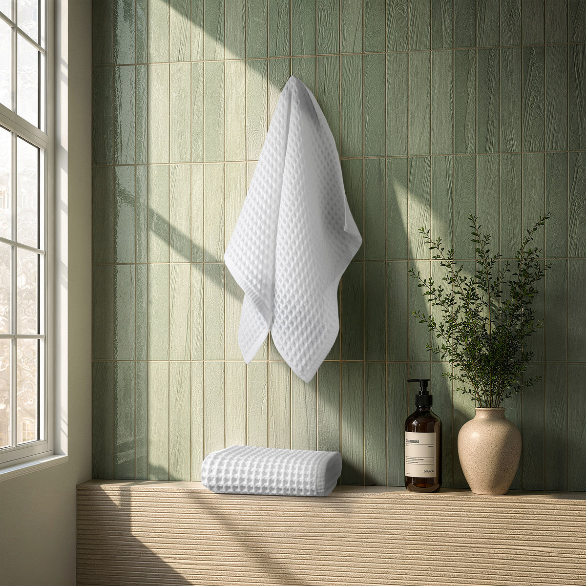 American Soft Linen 100% Cotton Waffle Hand Towels 2 Pack