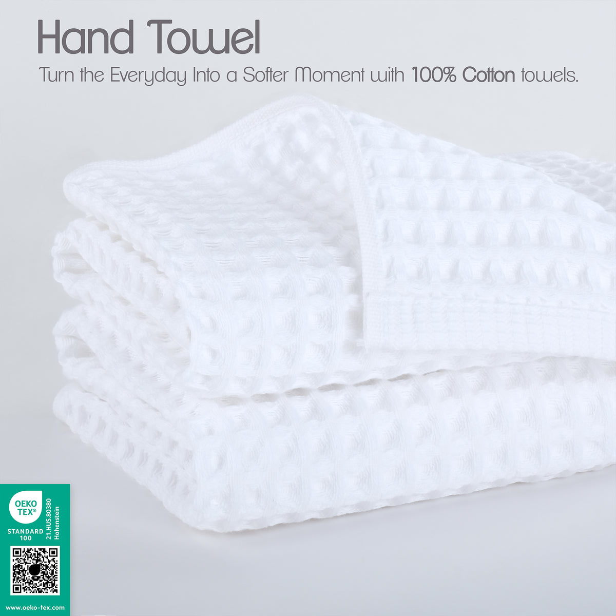 American Soft Linen 100% Cotton Waffle Hand Towels 2 Pack