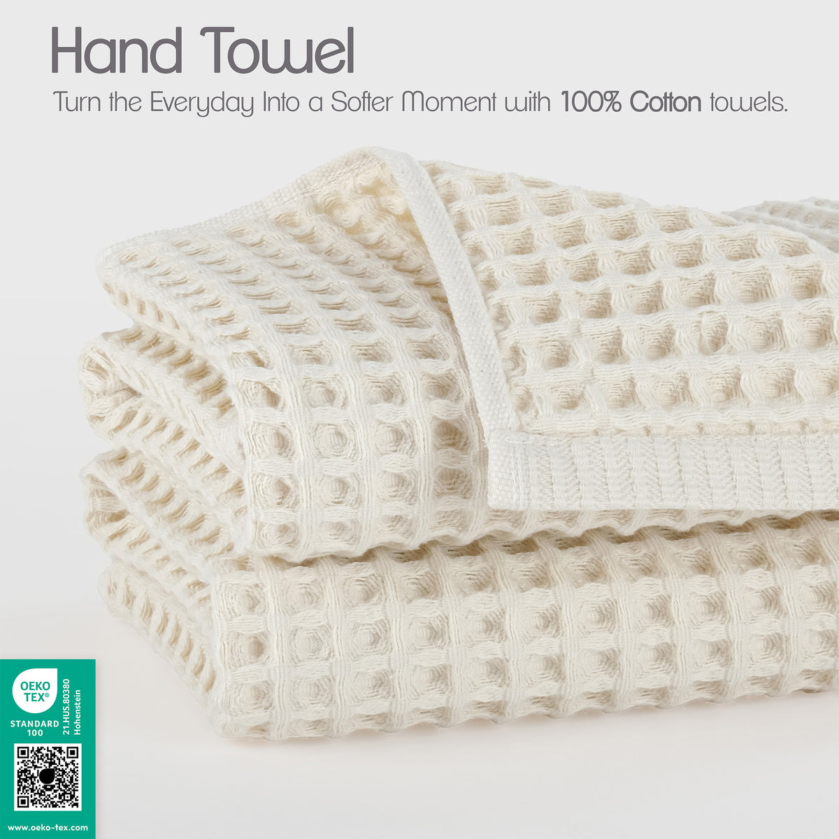American Soft Linen 100% Cotton Waffle Hand Towels Set 2 pack  Wholesale – 60 Case Beige 4