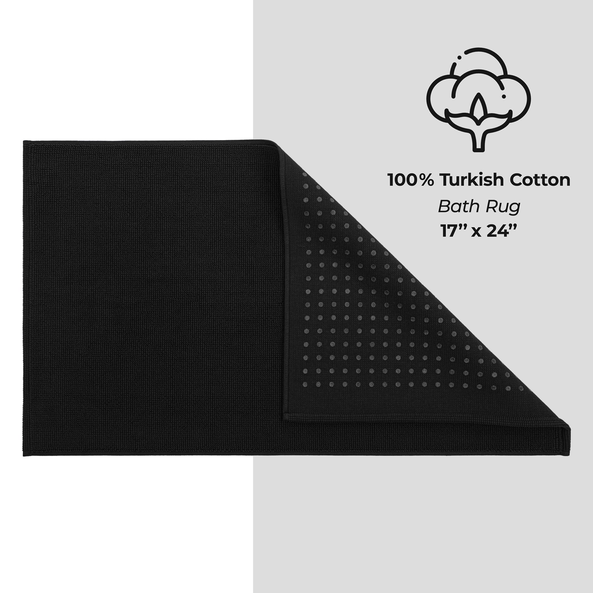American Soft Linen 100% Cotton Non-Slip 17x24 Inch Bath Rug Wholesale black-4
