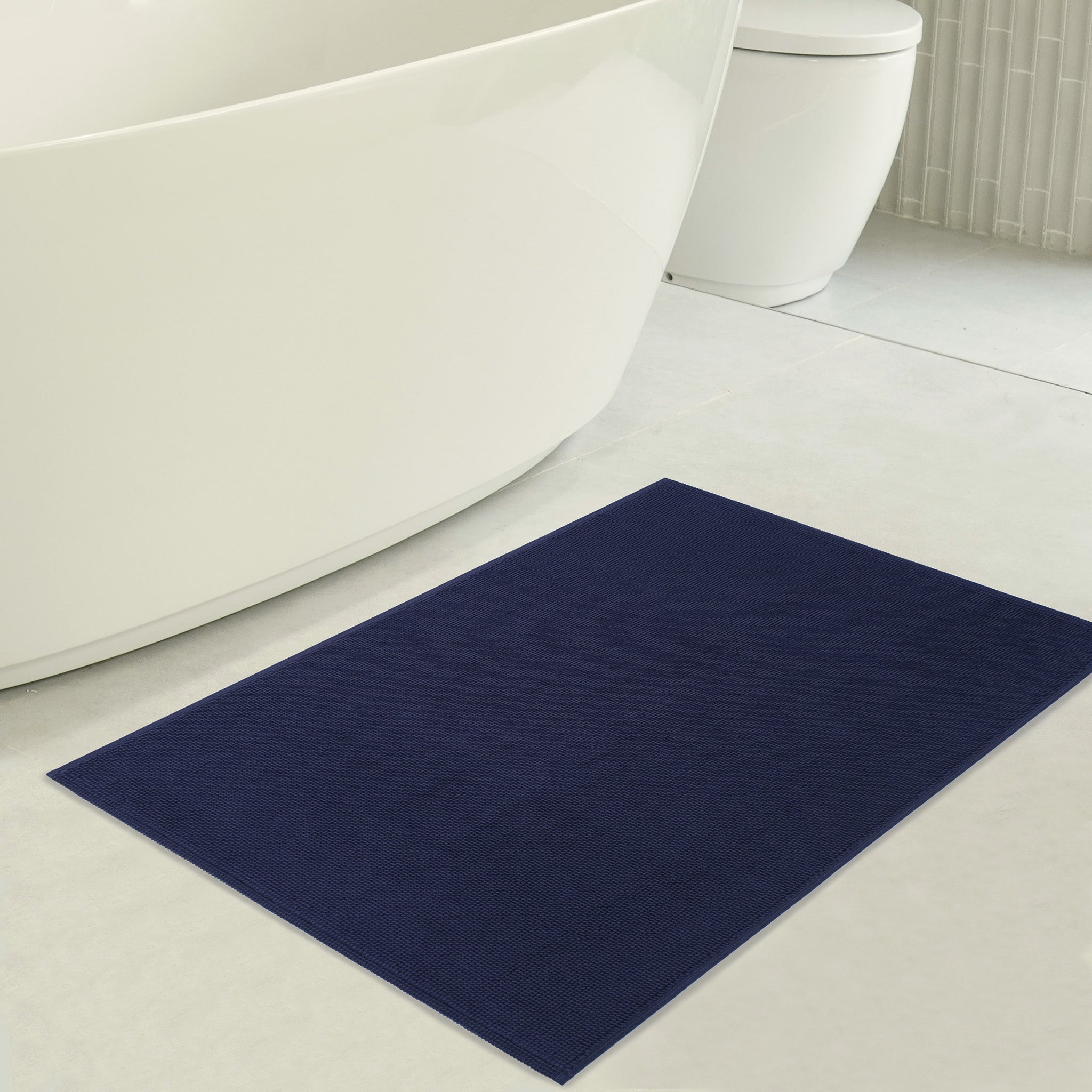 American Soft Linen 100% Cotton Non-Slip 17x24 Inch Bath Rug Wholesale navy-blue-3