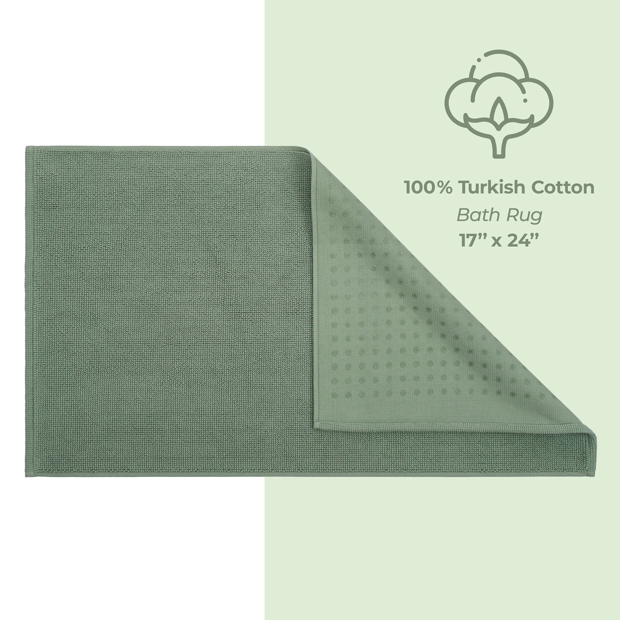 American Soft Linen 100% Cotton Non-Slip 17x24 Inch Bath Rug Wholesale sage-green-4