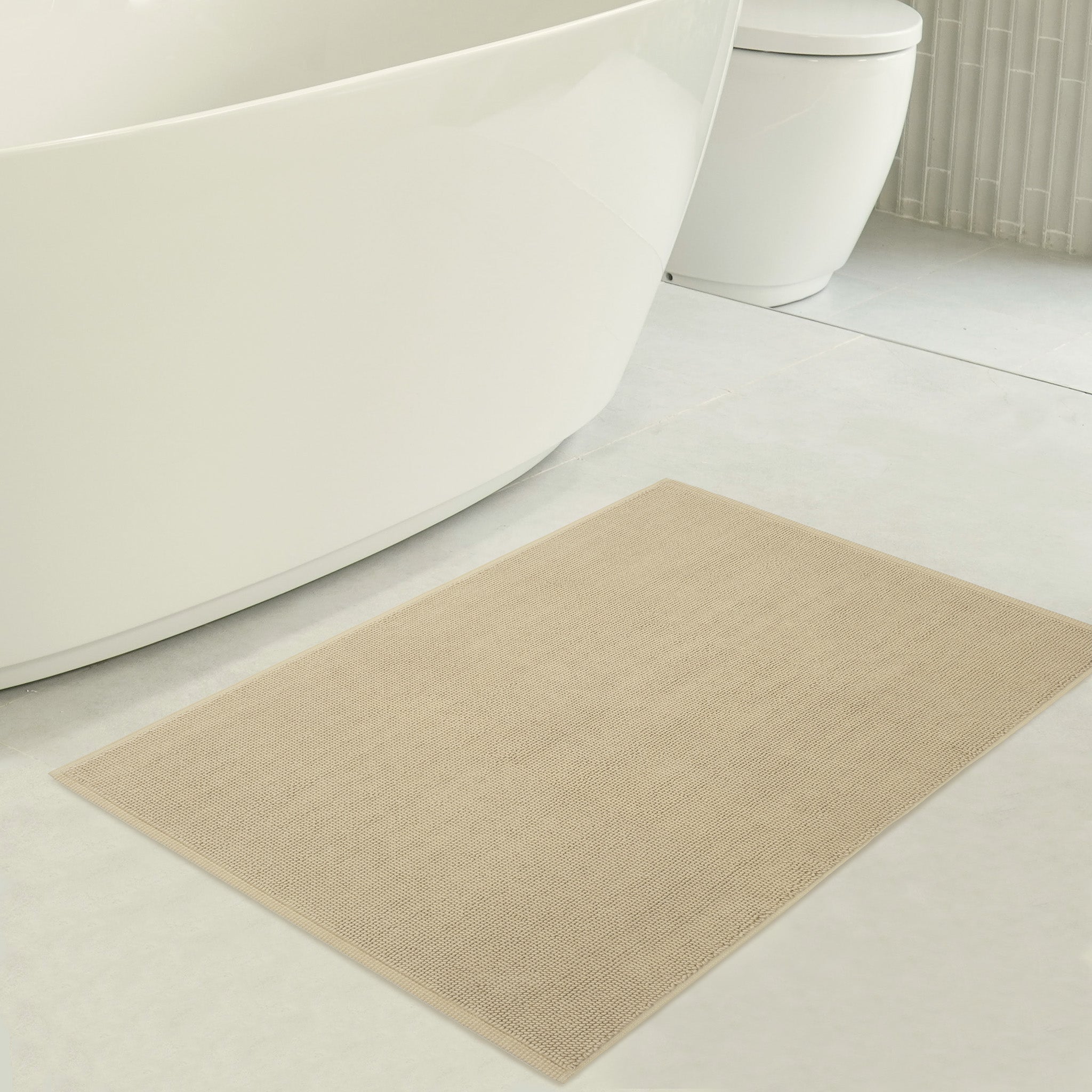 American Soft Linen 100% Cotton Non-Slip 17x24 Inch Bath Rug Wholesale sand-taupe-3