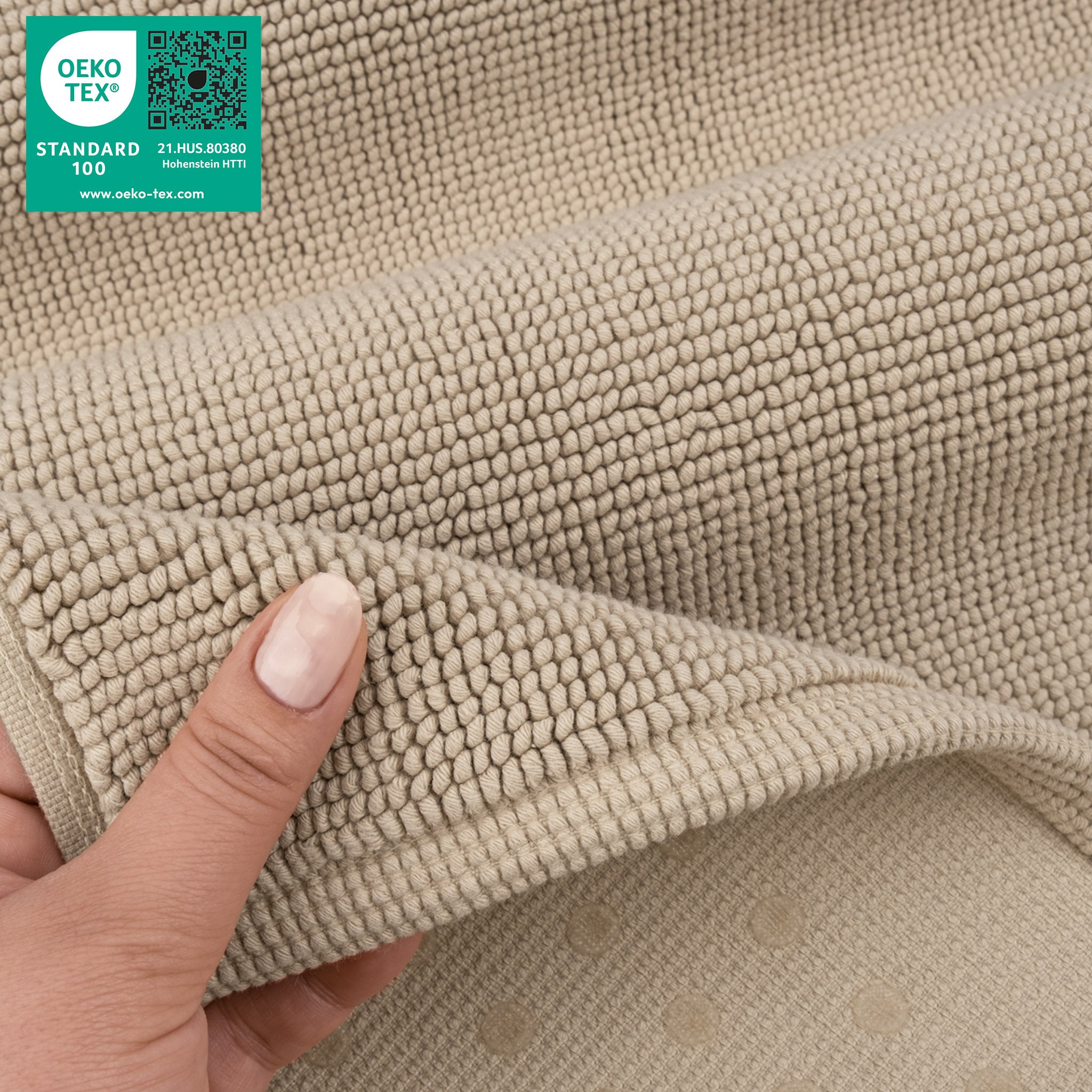 American Soft Linen 100% Cotton Non-Slip 17x24 Inch Bath Rug Wholesale sand-taupe-5