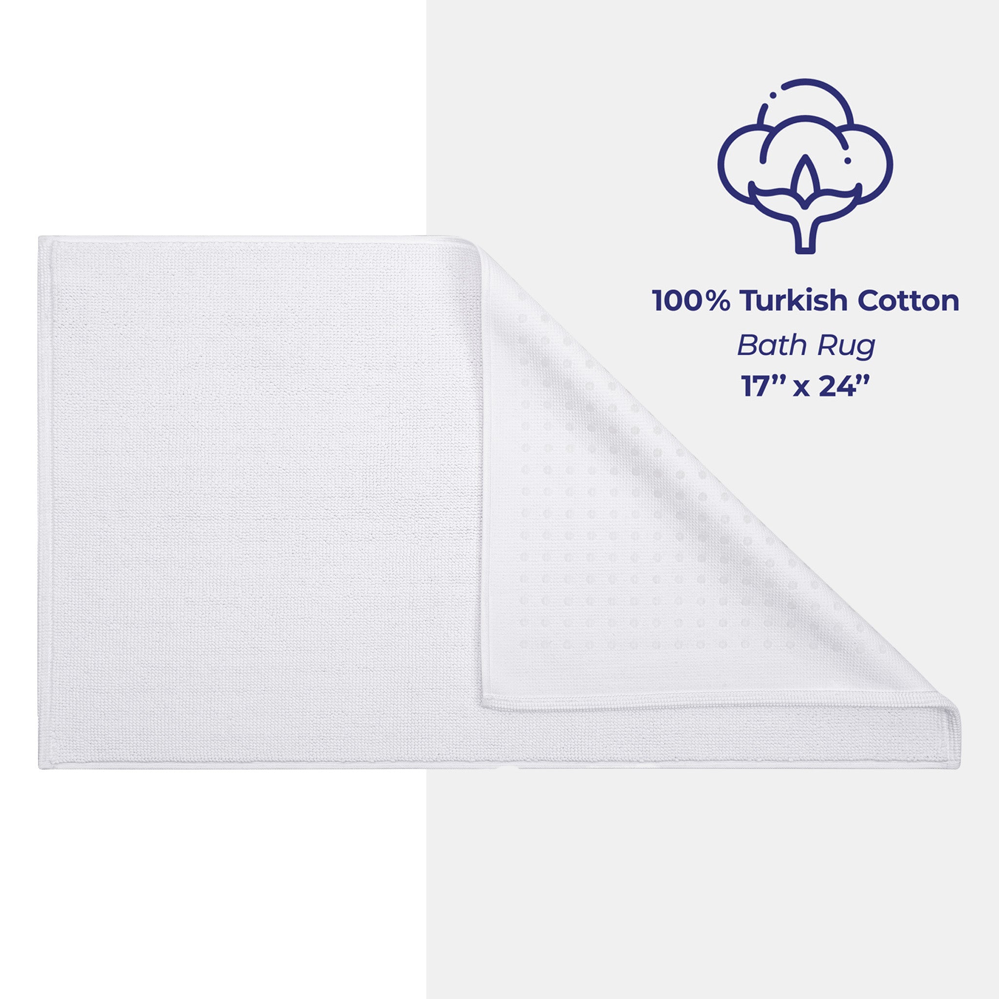 American Soft Linen 100% Cotton Non-Slip 17x24 Inch Bath Rug Wholesale white-4