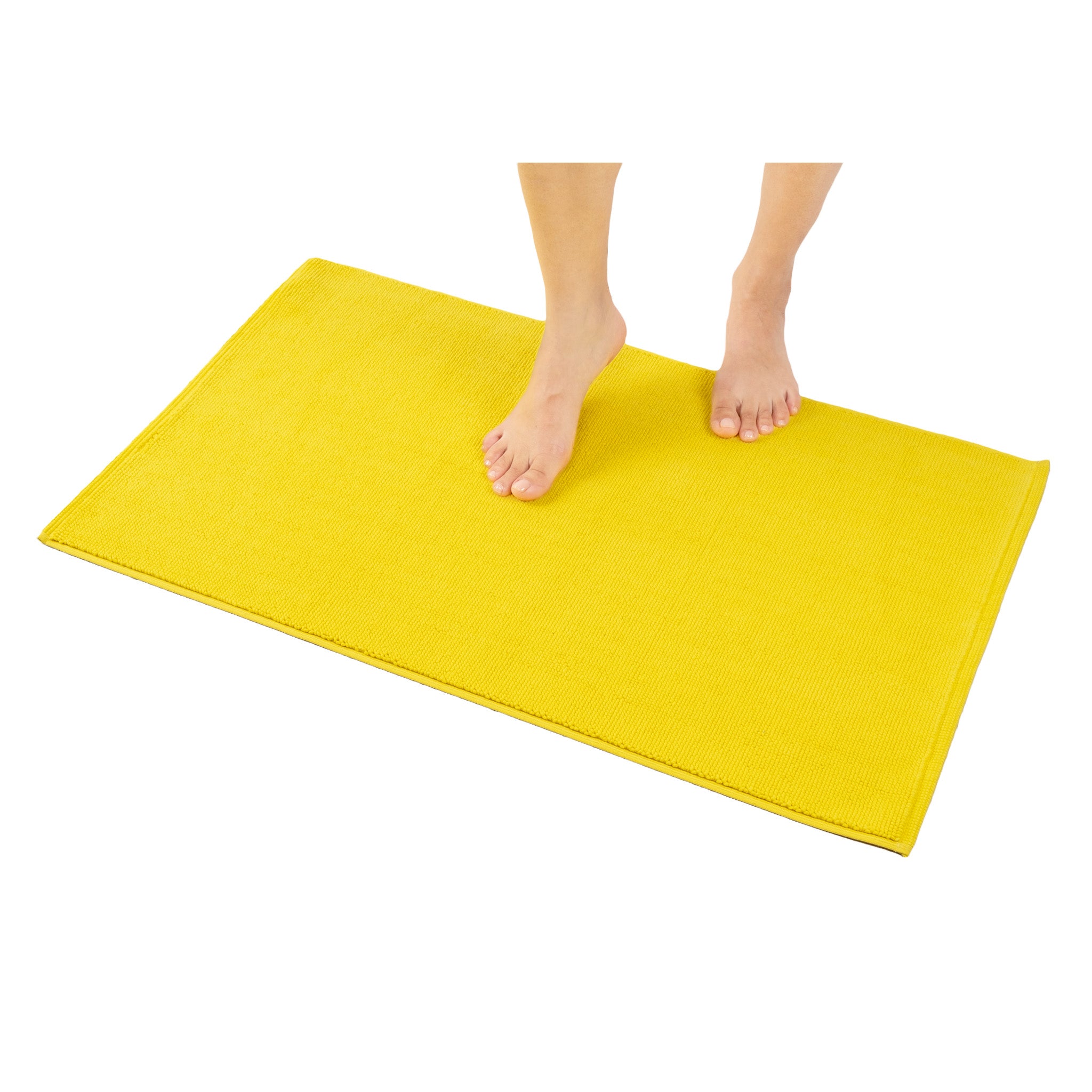Ample Decor Luxurious Cotton 1350 GSM Bath Mats by - Pack of 2 Yellow 24 inch x 17 inch, Size: 24 x 17