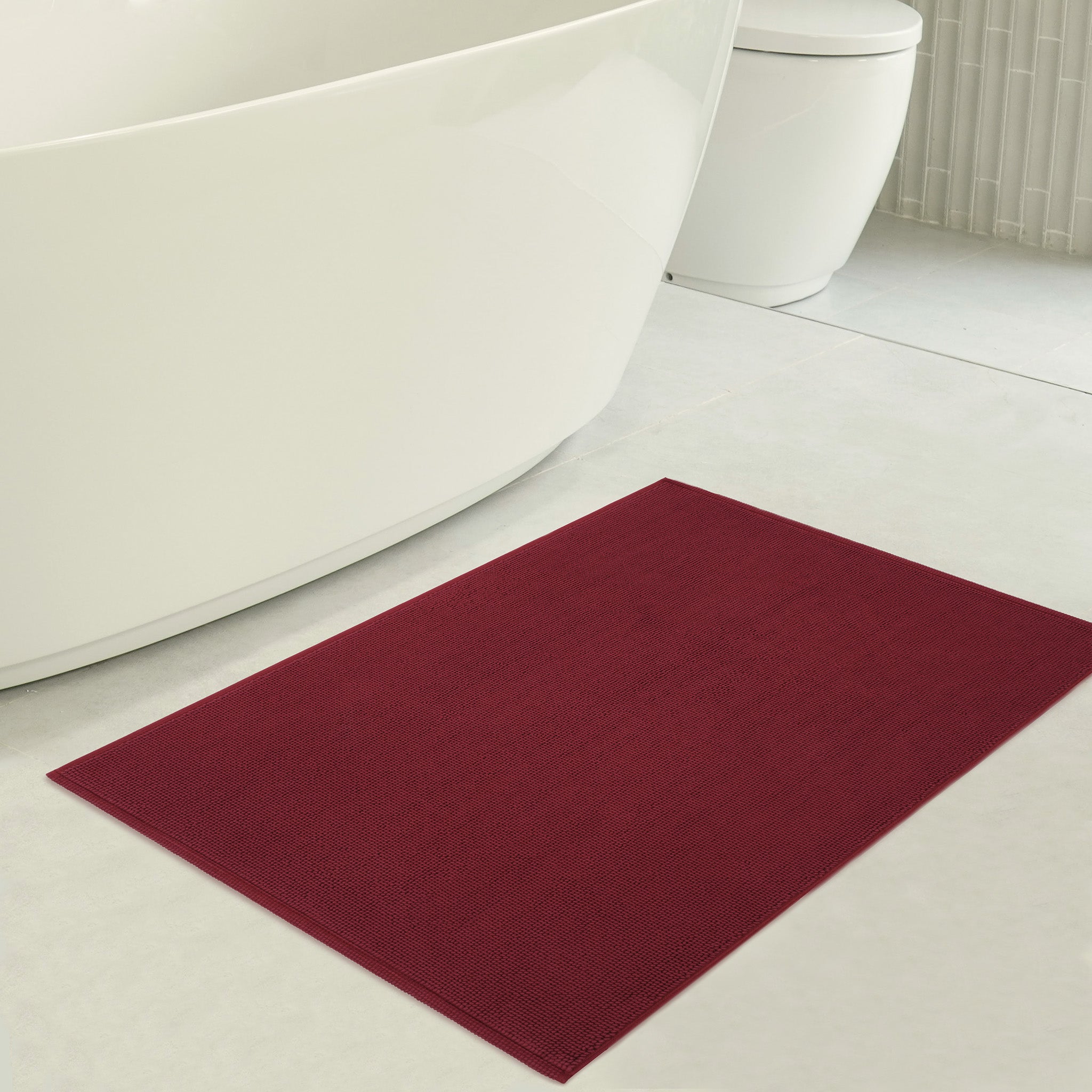American Soft Linen 100% Cotton Non-Slip 17x24 Inch Bath Rug bordeaux-red-3
