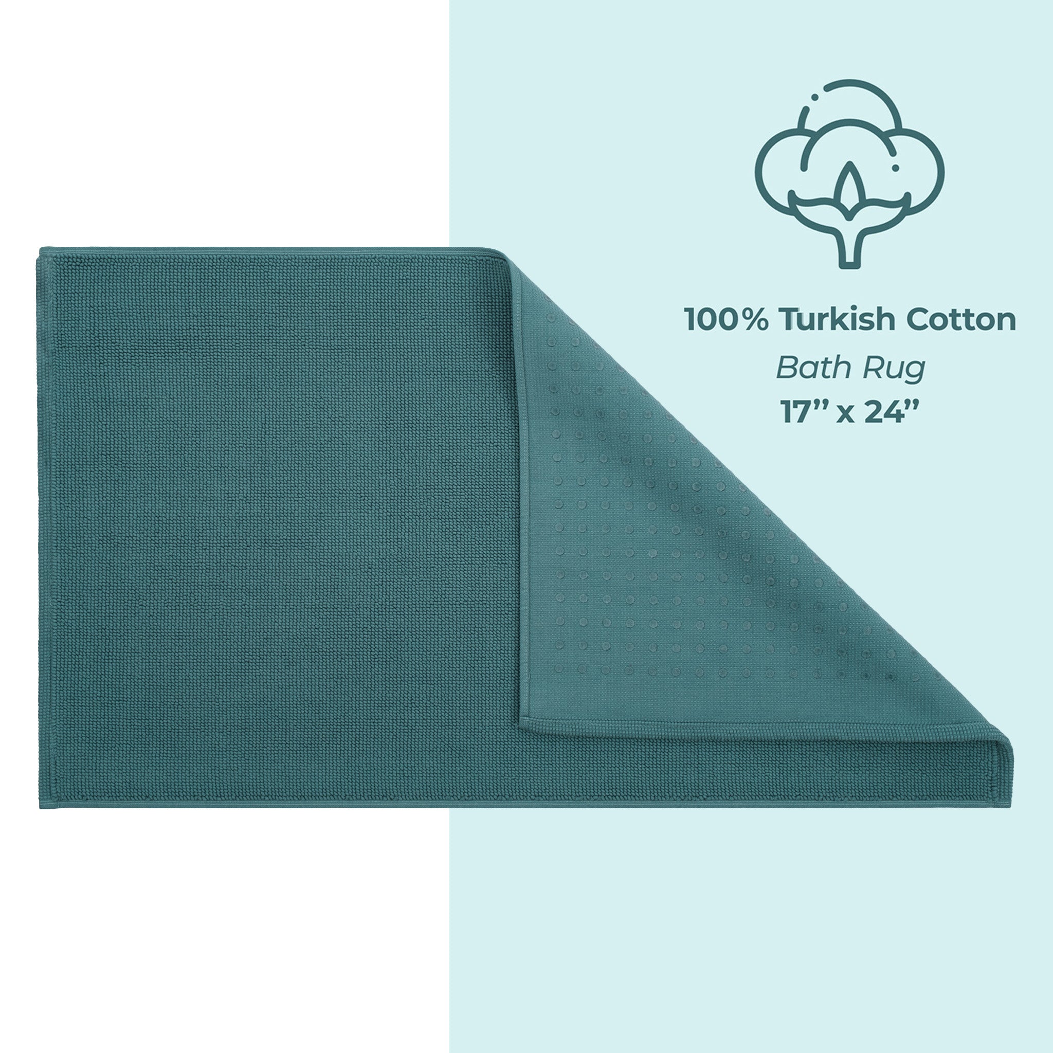 American Soft Linen 100% Cotton Non-Slip 17x24 Inch Bath Rug colonial-blue-4