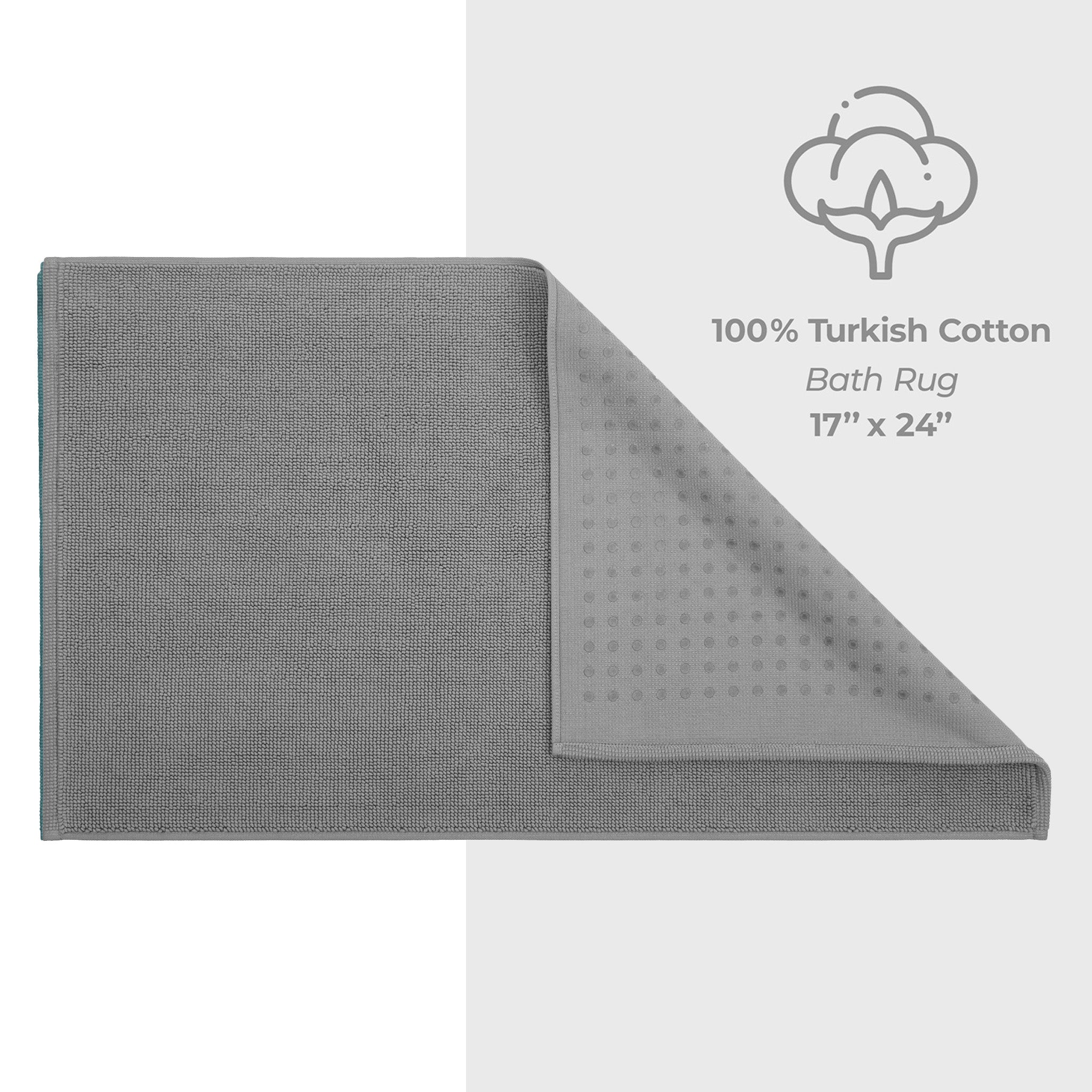 American Soft Linen 100% Cotton Non-Slip 17x24 Inch Bath Rug rockridge-gray-4