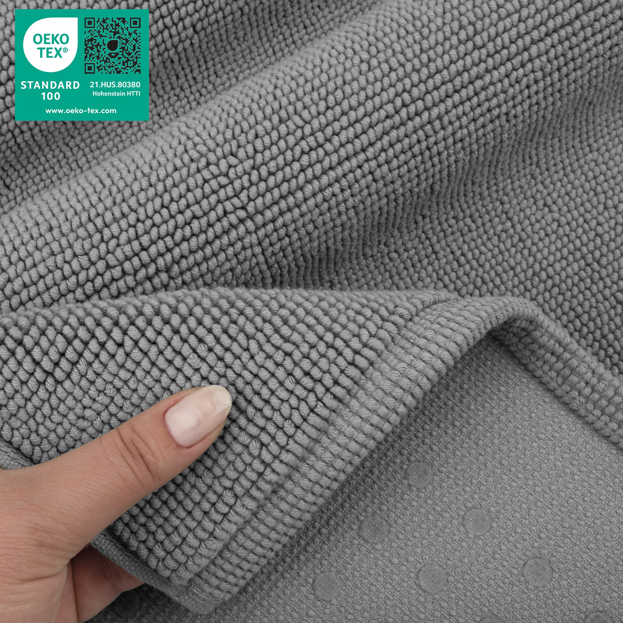 American Soft Linen 100% Cotton Non-Slip 17x24 Inch Bath Rug rockridge-gray-5