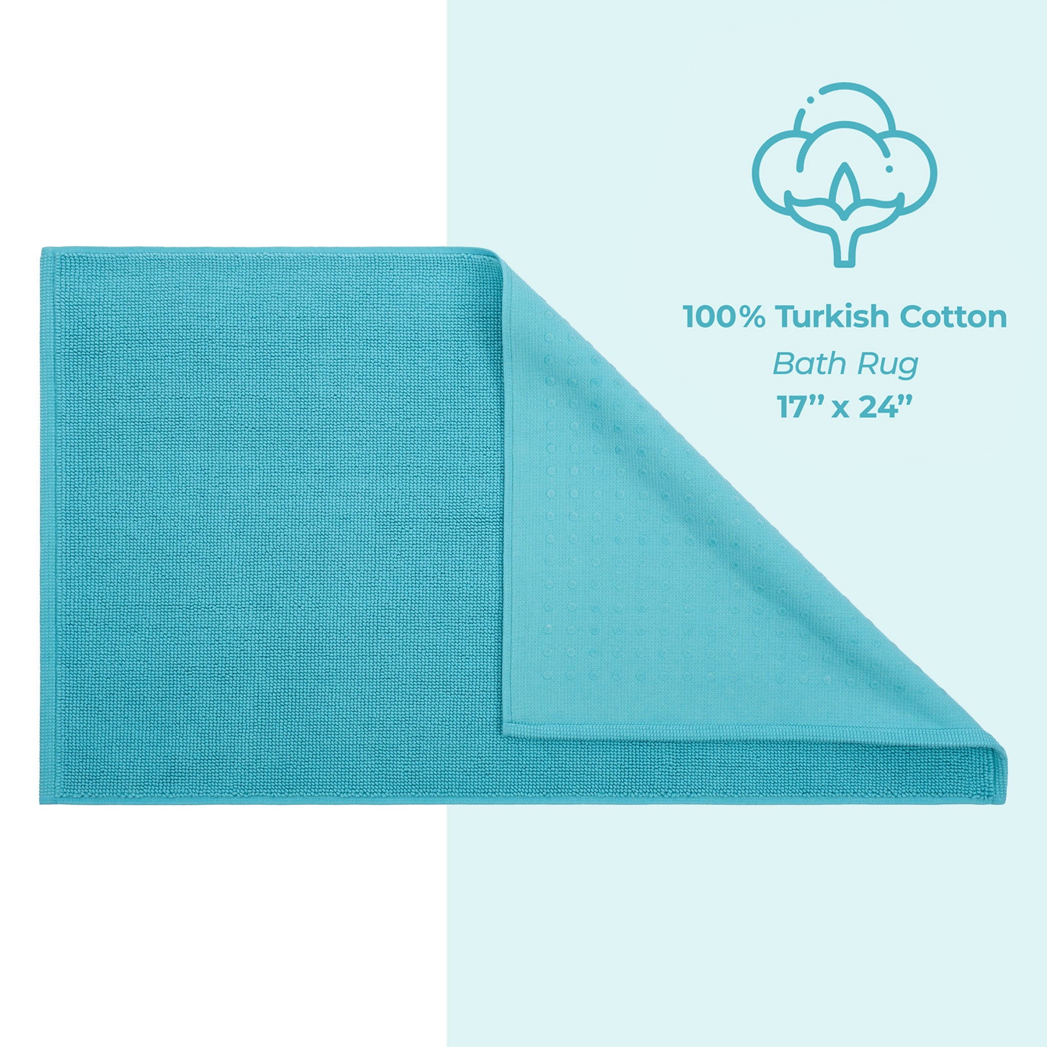 American Soft Linen 100% Cotton Non-Slip 17x24 Inch Bath Rug turquoise-blue-4