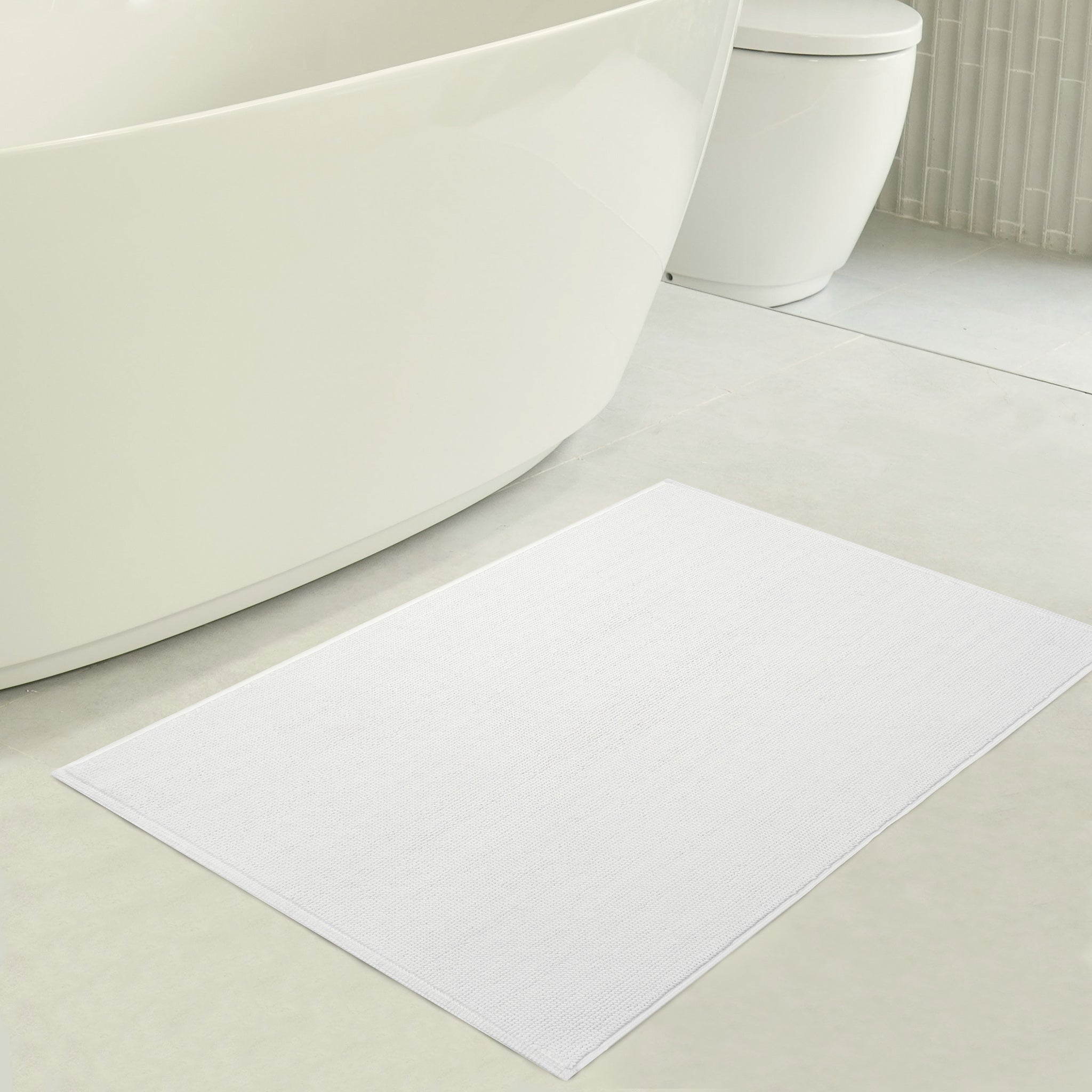 Large Bathroom Rug Non Slip Bath Mat (72X24 Inch White) Water Absorbent  Super So