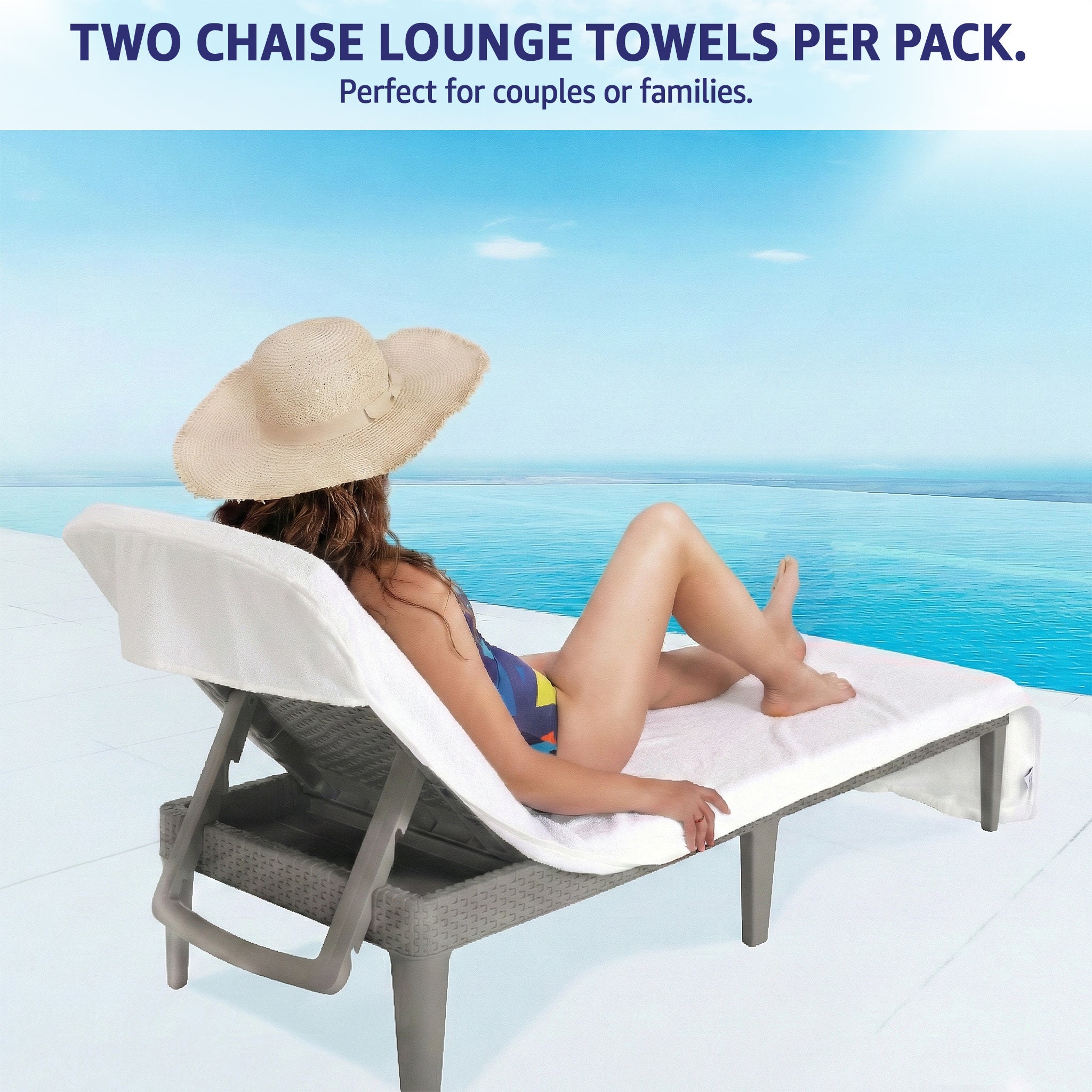 American Soft Linen Pack Chaise Lounge Covers with Pocket, 86