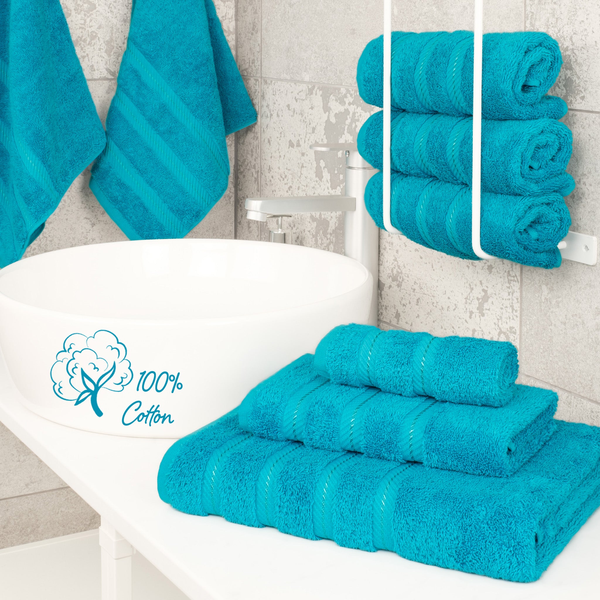 American Soft Linen 3 Piece Luxury Hotel Towel Set 20 set case pack aqua-2