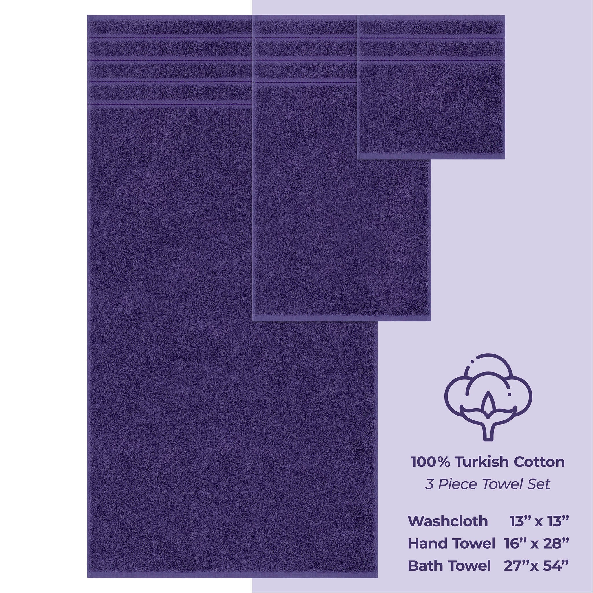 American Soft Linen 3 Piece Luxury Hotel Towel Set 20 set case pack purple-4