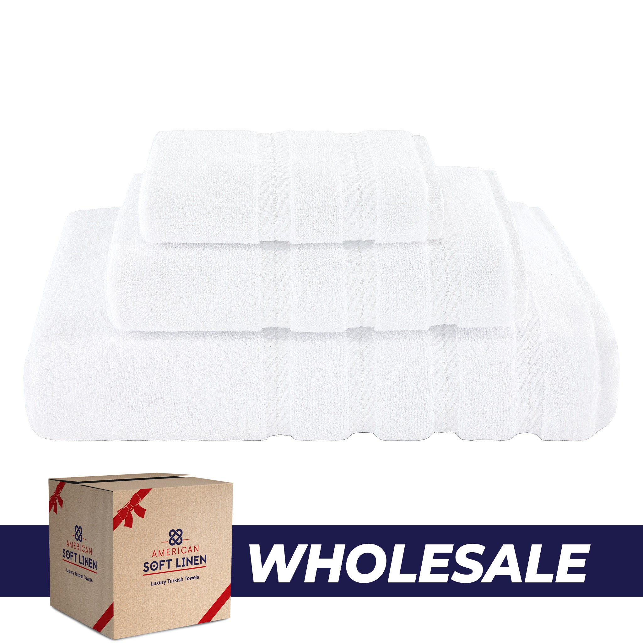 American Soft Linen 3 Piece Luxury Hotel Towel Set 20 set case pack white-0