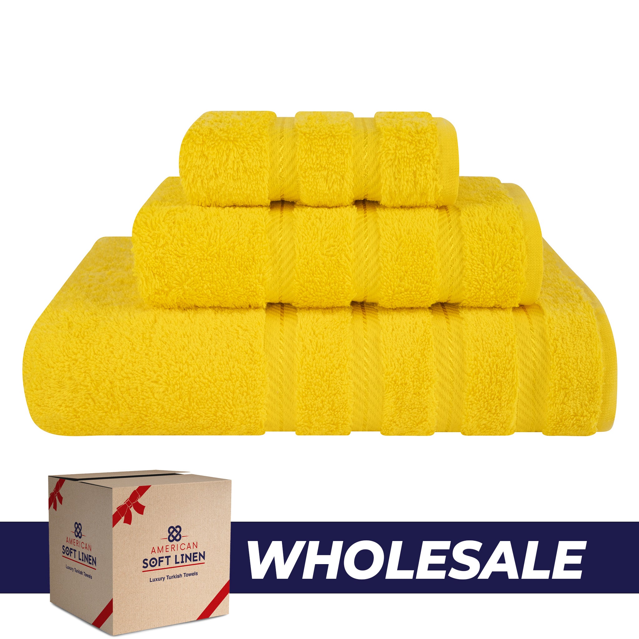 American Soft Linen 3 Piece Luxury Hotel Towel Set 20 set case pack yellow-0