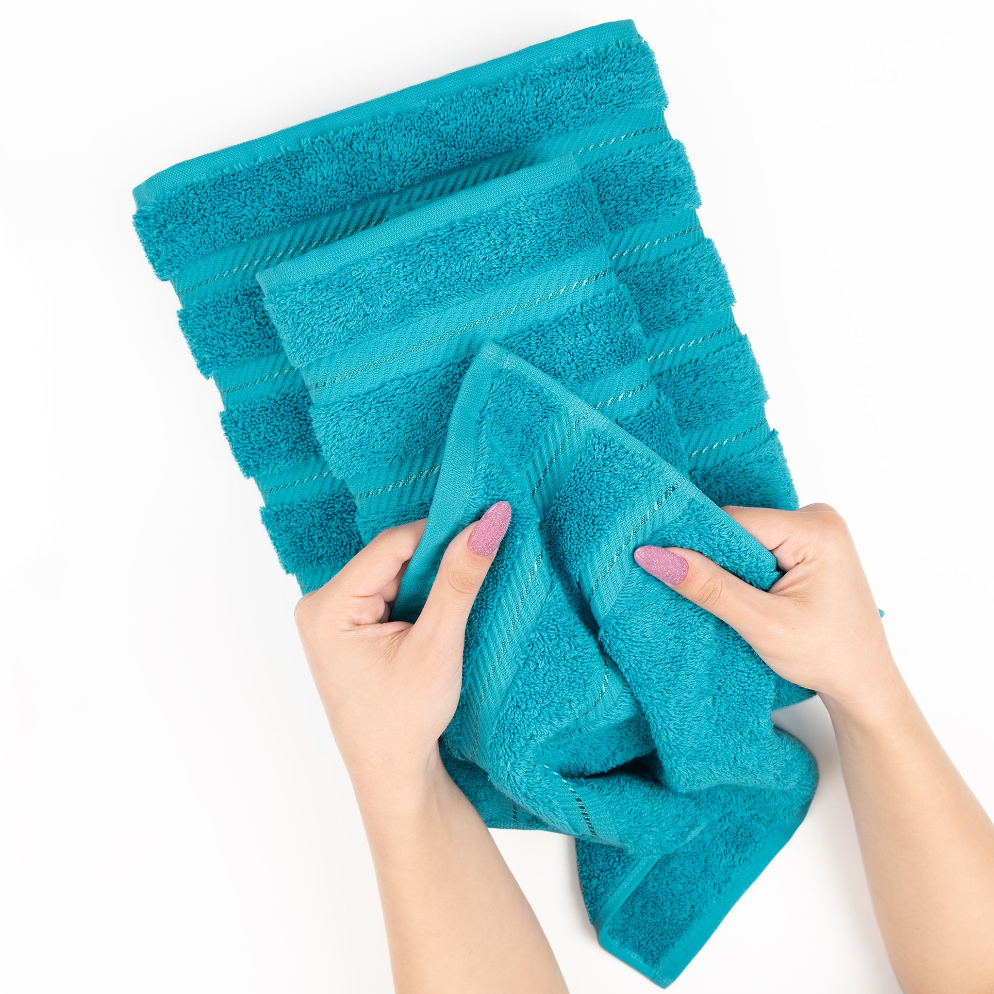 American Soft Linen - 3 Piece Turkish Cotton Towel Set - aqua-5